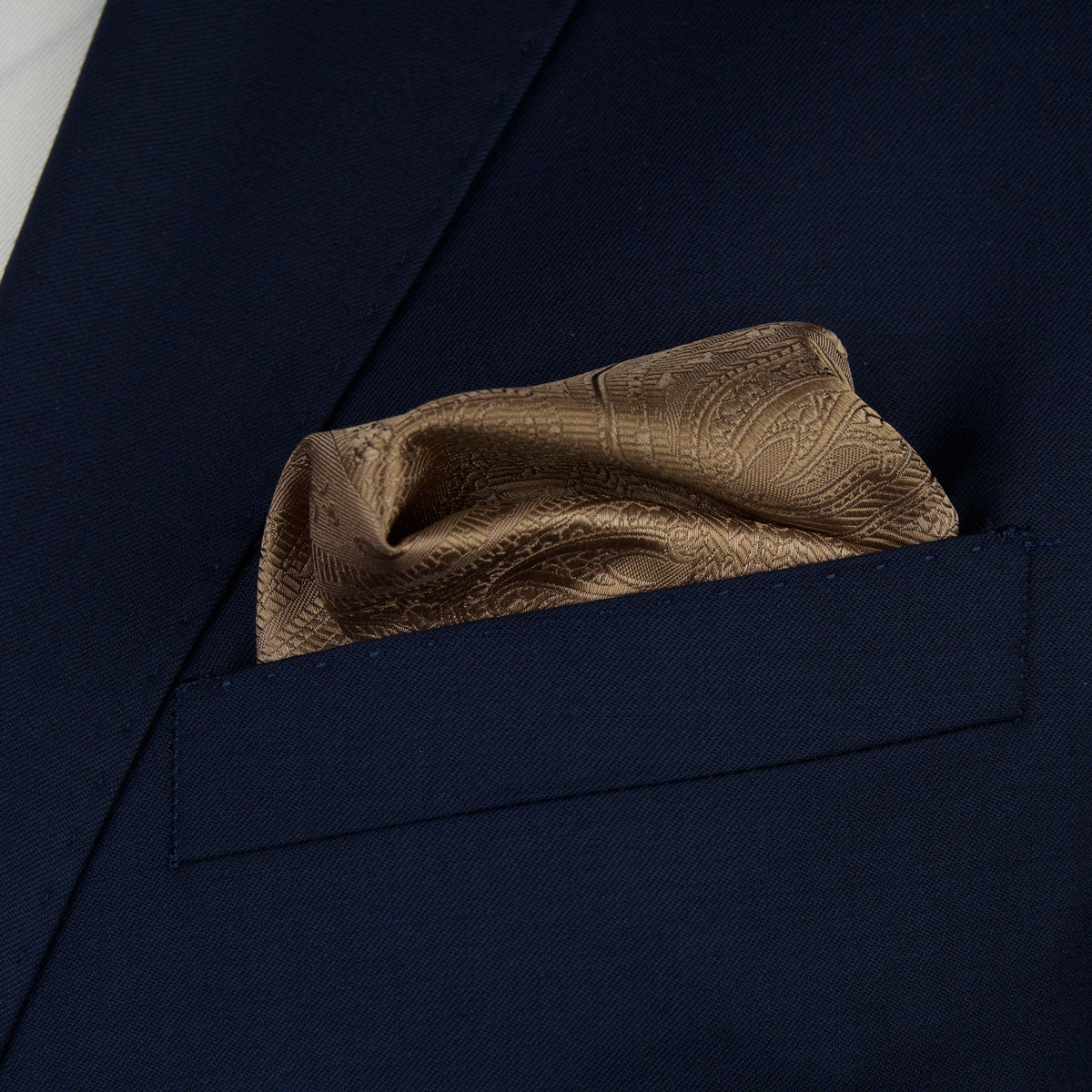 Einstecktuch aus reiner Seide mit Paisley-Muster in Goldbraun beige Bild 1