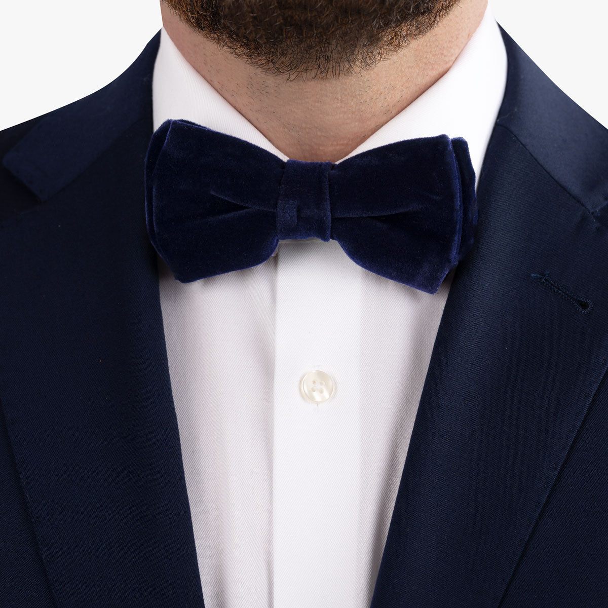 Vorgebundene Fliege aus Samt in dunkelblau dkl. blau Bild 2