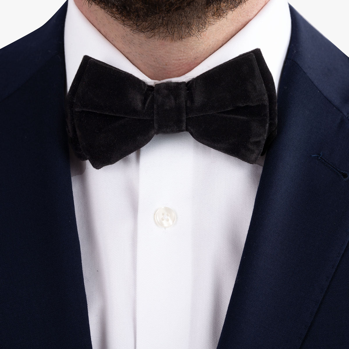 Vorgebundene Fliege aus Samt in schwarz schwarz Bild 2