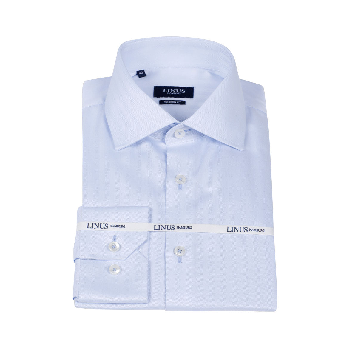 Modern Fit Hemd Fischgrat hellblau light blue Bild 2