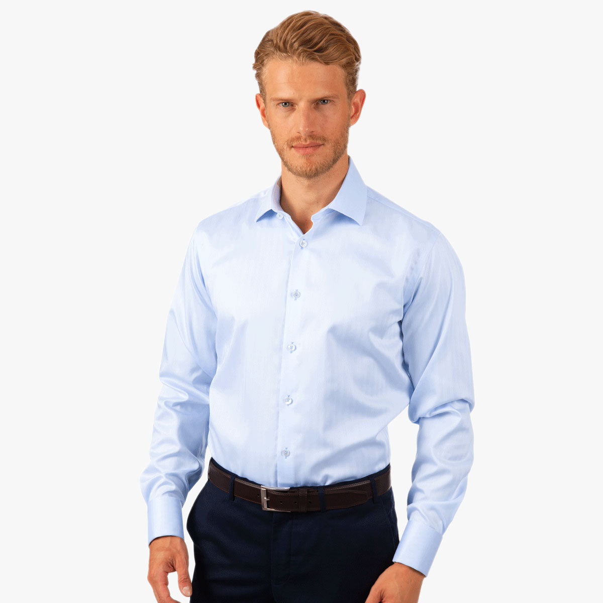 Modern Fit Hemd Fischgrat Umschlagmanschette light blue Bild 1