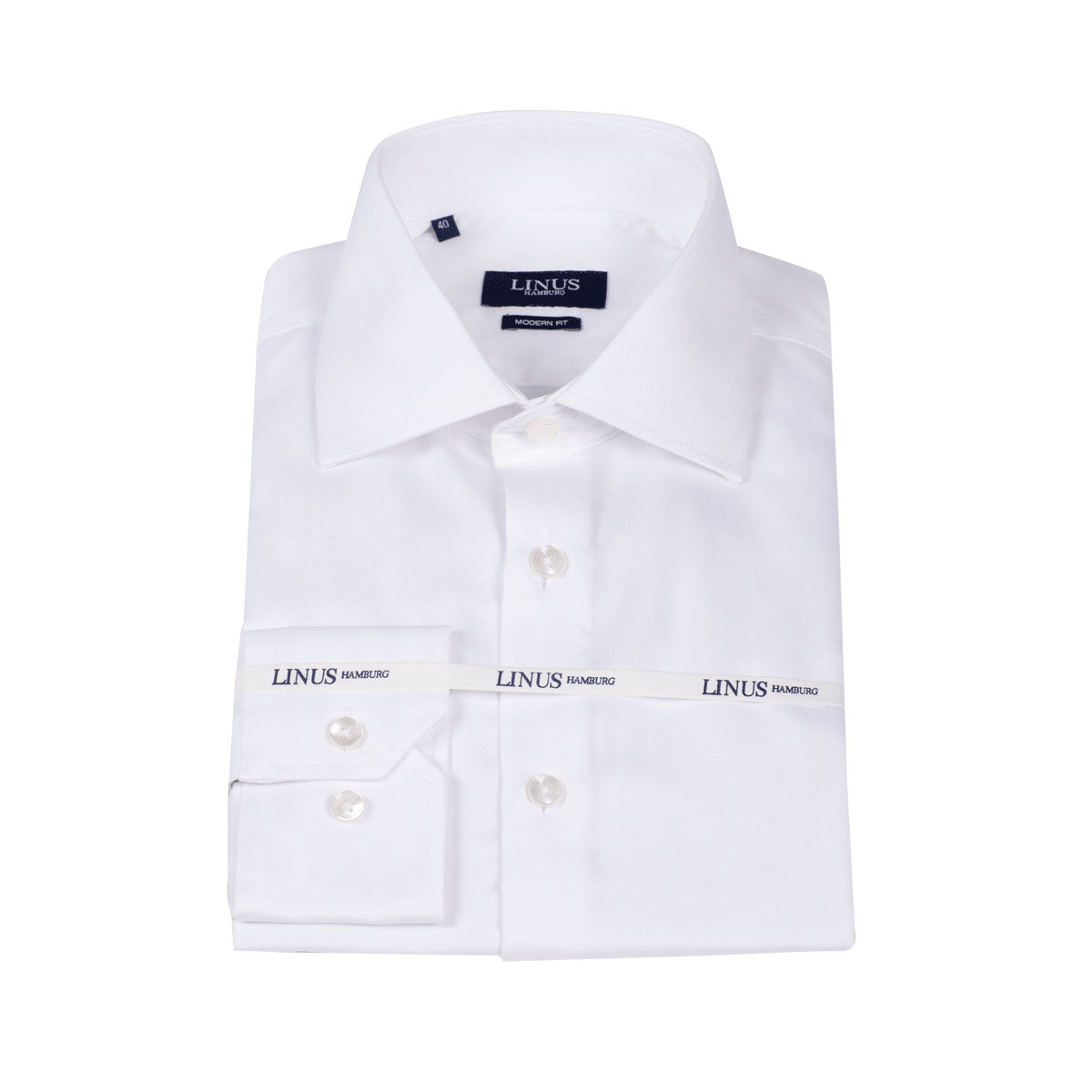 Modern Fit Hemd Fischgrat weiß white Bild 2