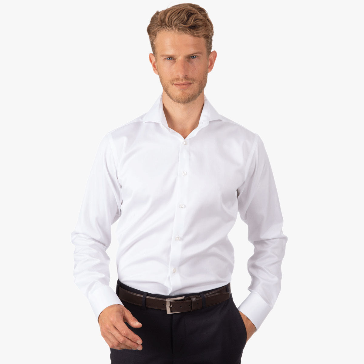 Modern Fit Hemd Twill mit Haikragen white Bild 1