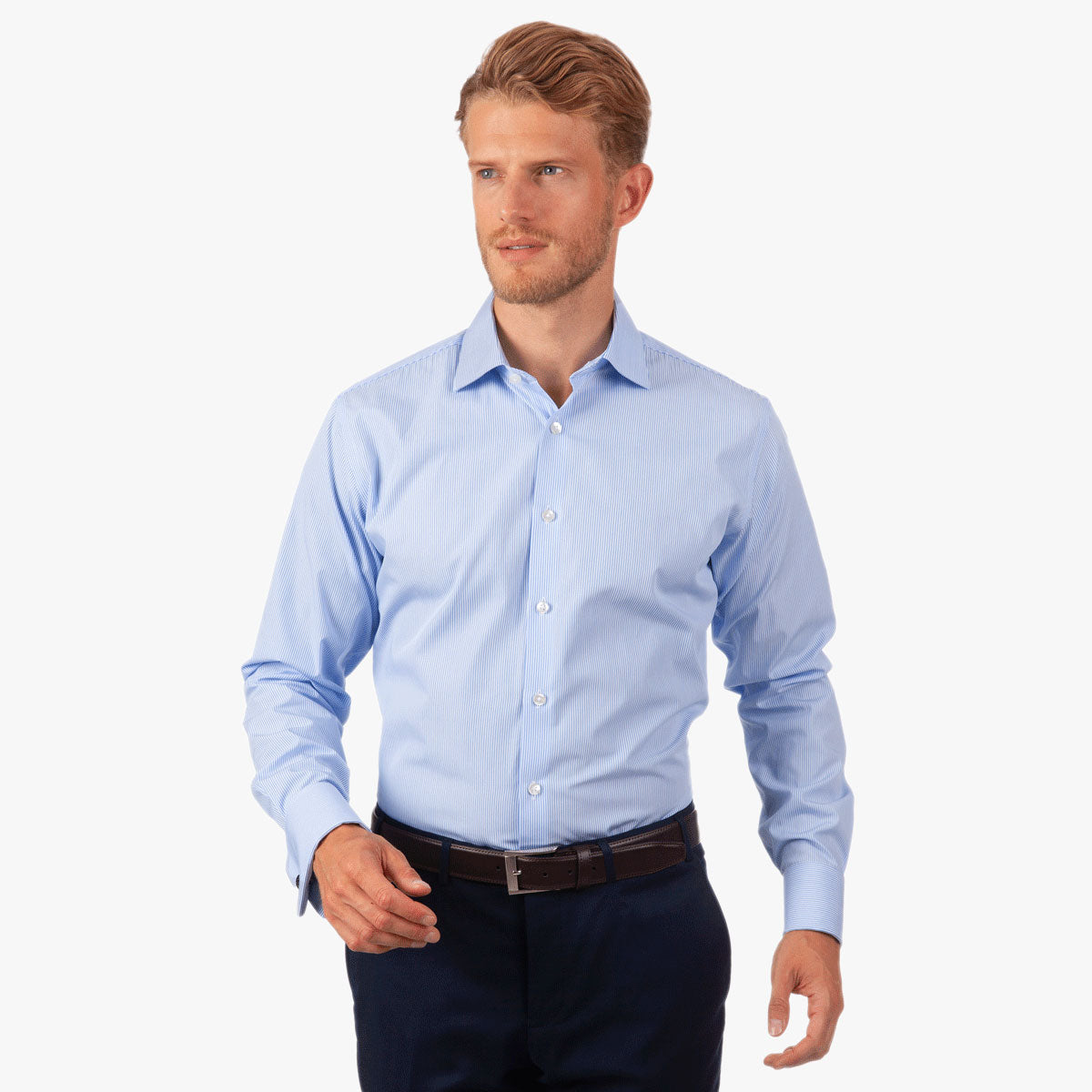 Modern Fit Hemd Umschlagmanschette blau-weiß gestreift blue/white Bild 1