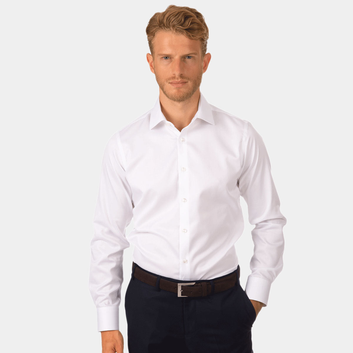 Slim Fit Hemd Twill bügelfrei white Bild 1