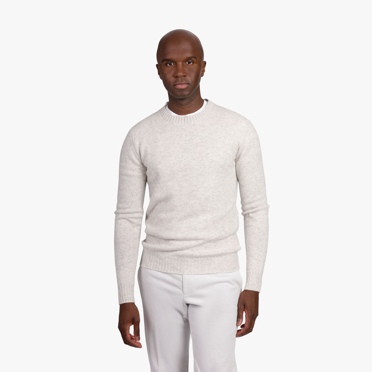 Feinstrickpullover aus Kaschmir in offwhite meliert 19108/ contr. 19051 Bild 1