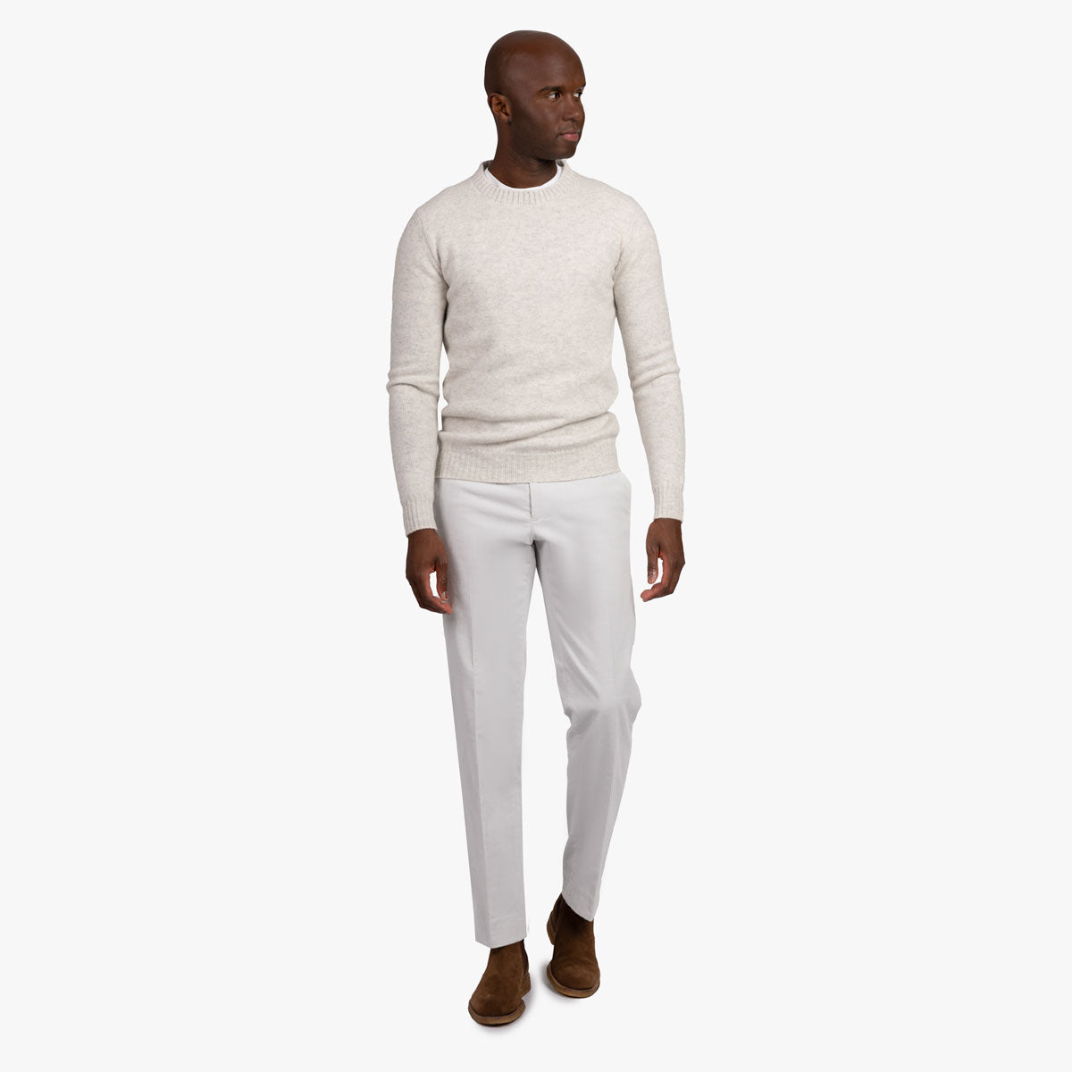 Feinstrickpullover aus Kaschmir in offwhite meliert 19108/ contr. 19051 Bild 6