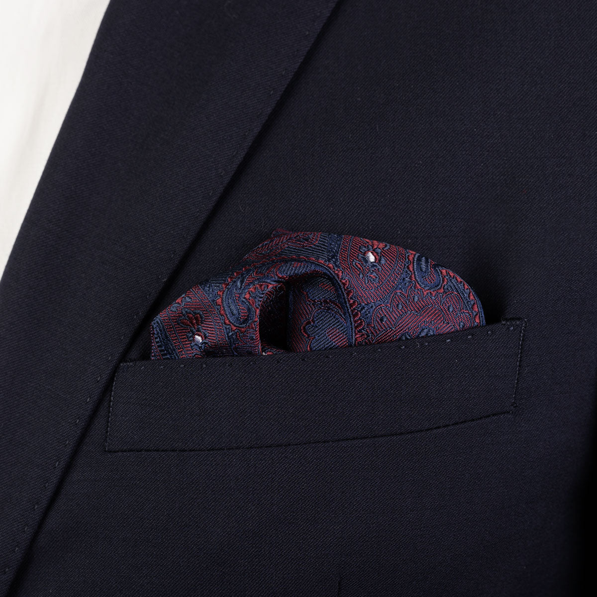 Einstecktuch aus Seide in Bordeaux und Blau dkl. rot Bild 1