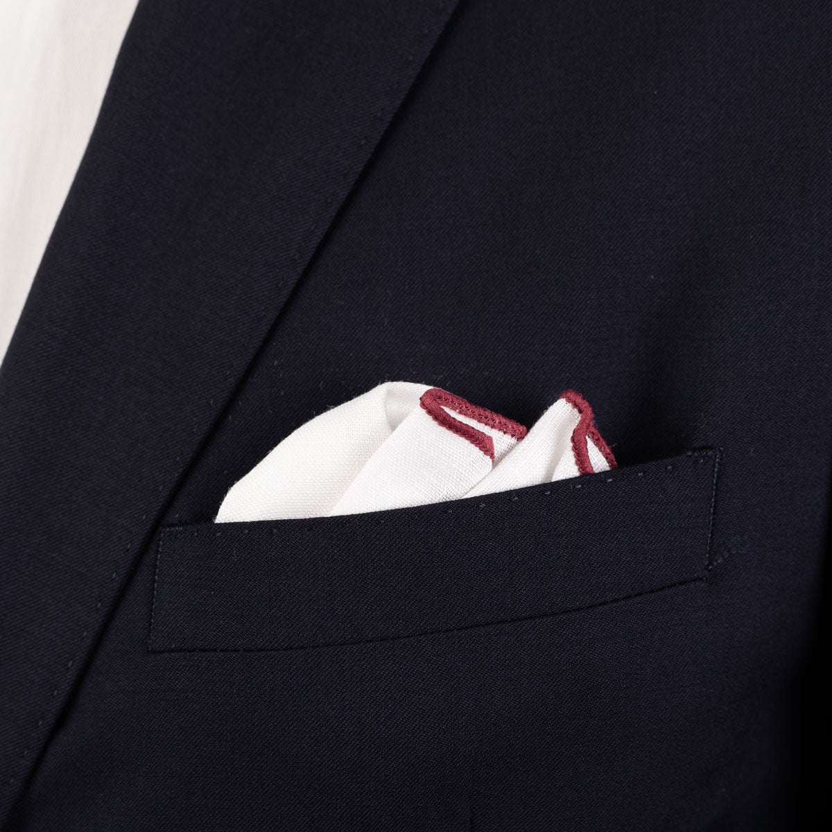 Einstecktuch aus Leinen aus Weiß und Rot dkl. rot Bild 1