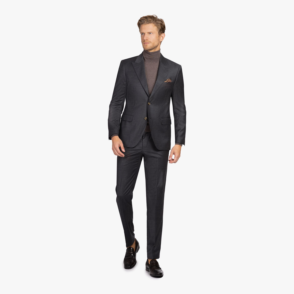 Anzug Fano/N mit steigendem Revers und R-Bund in anthrazit charcoul Bild 10