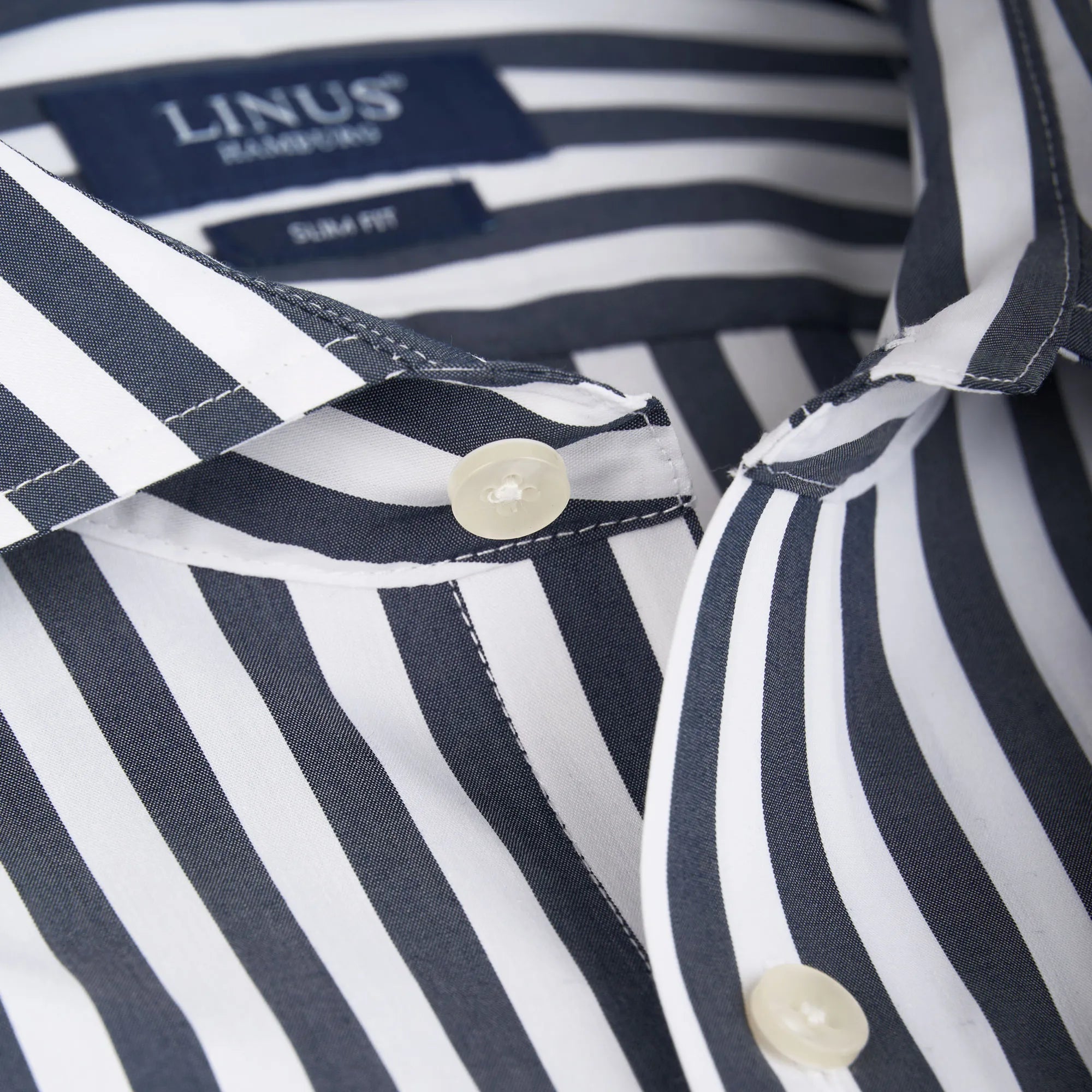 Slim Fit Hemd aus reiner Baumwolle in Weiß und Blau gestreift blau/gestreift Bild 2