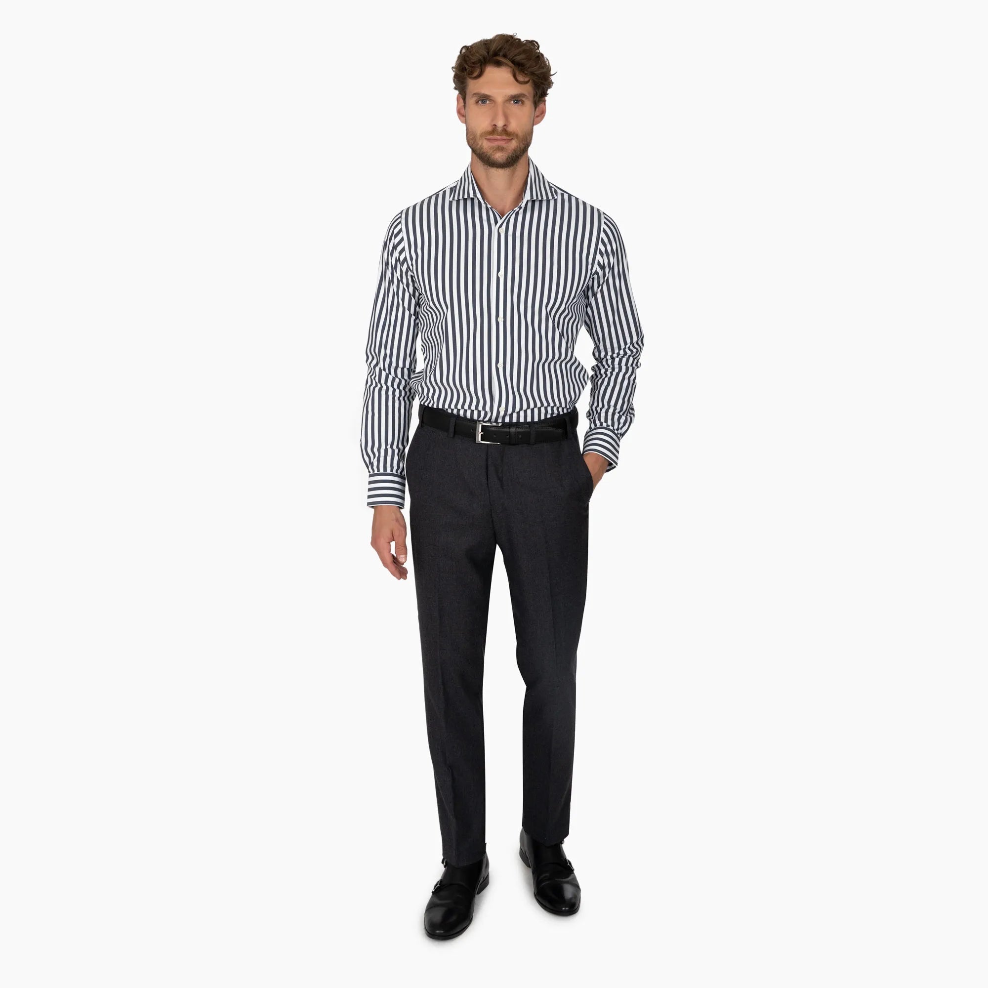 Slim Fit Hemd aus reiner Baumwolle in Weiß und Blau gestreift blau/gestreift Bild 3