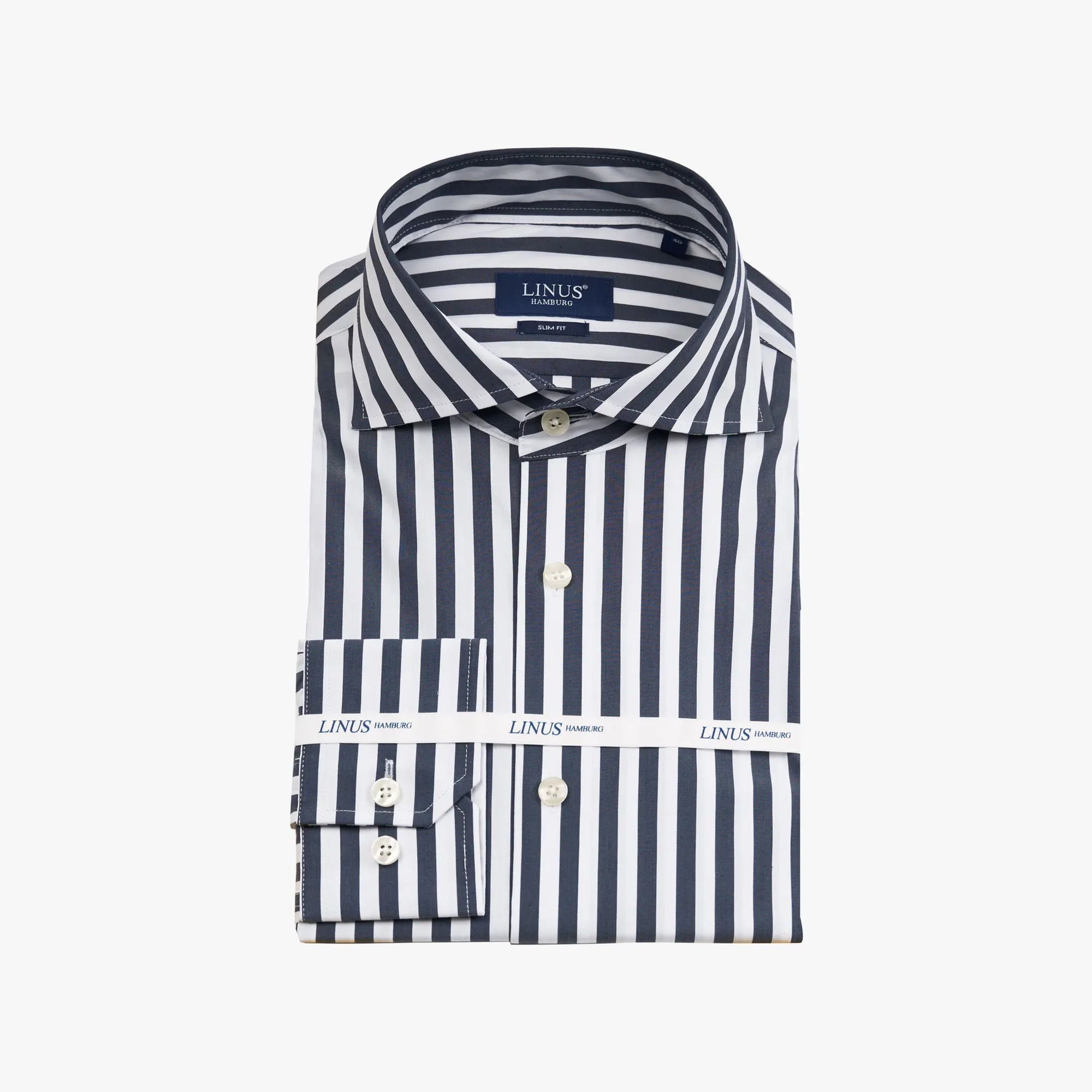 Slim Fit Hemd aus reiner Baumwolle in Weiß und Blau gestreift blau/gestreift Bild 5