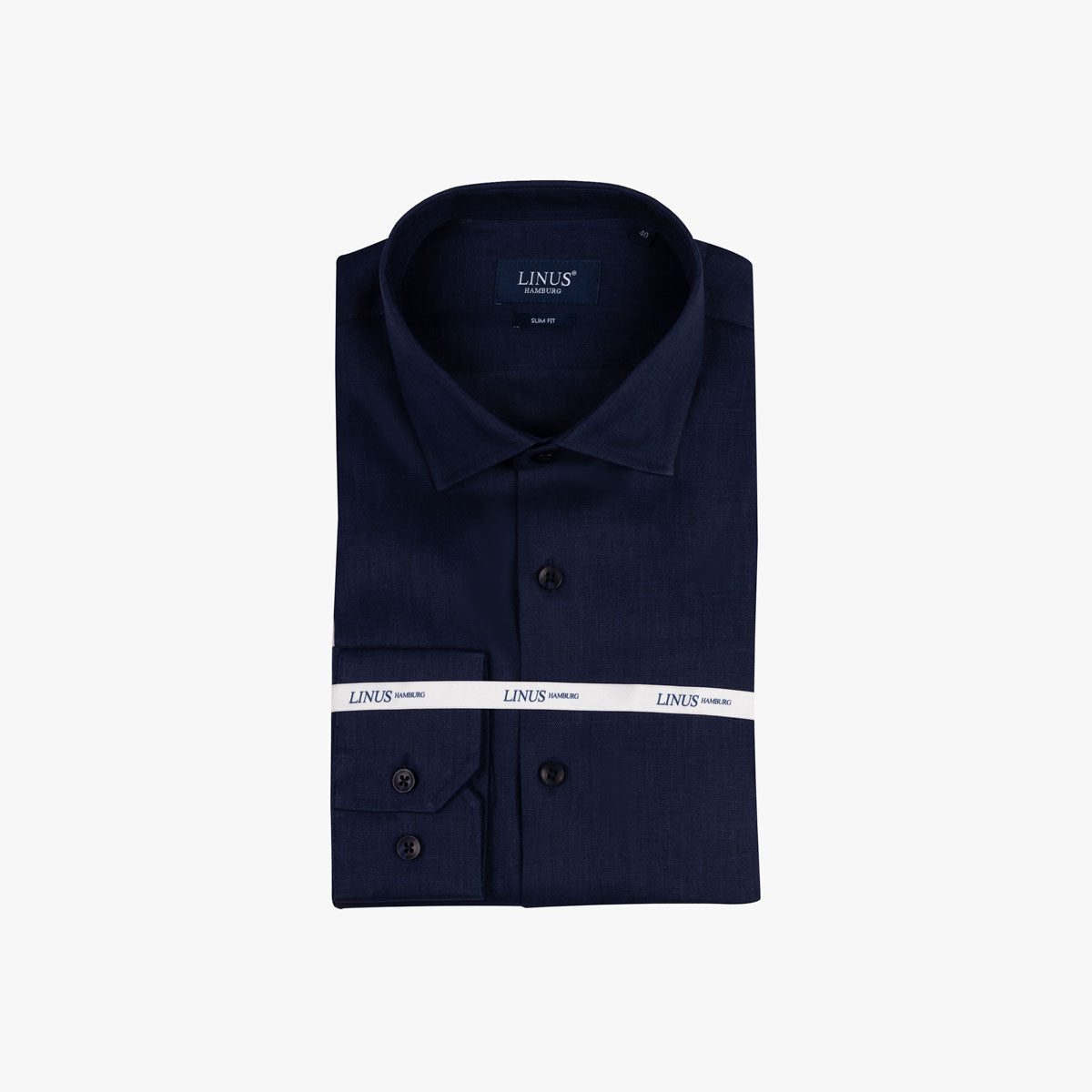 Slim Fit Hemd aus dunkelblauem reinem Leinen dkl. blau Bild 2