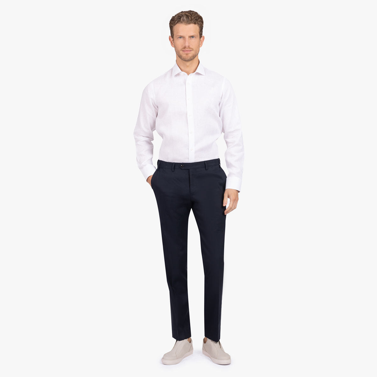 Slim Fit Hemd aus weißem reinem Leinen weiss Bild 4