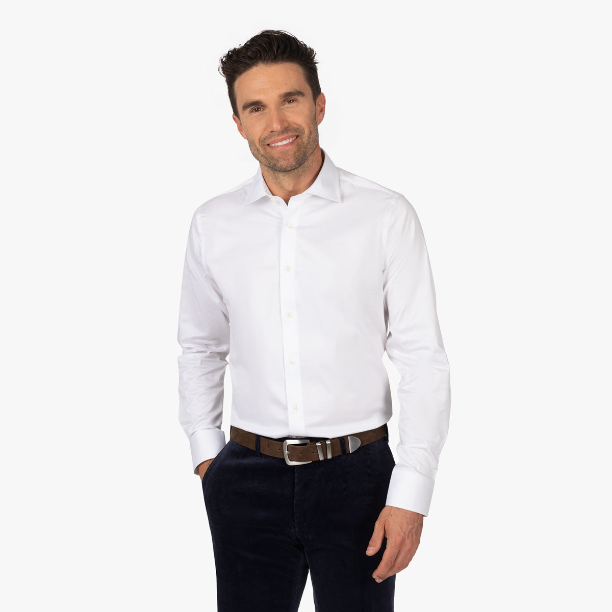 Slim Fit Hemd in Weiß aus Baumwolle white Bild 1