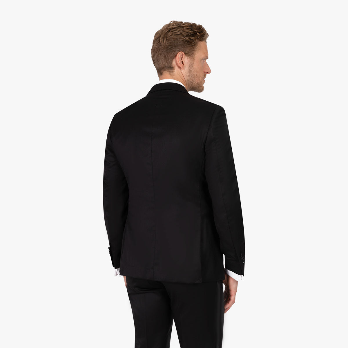 Mann im eleganten Anzug rückwärts.