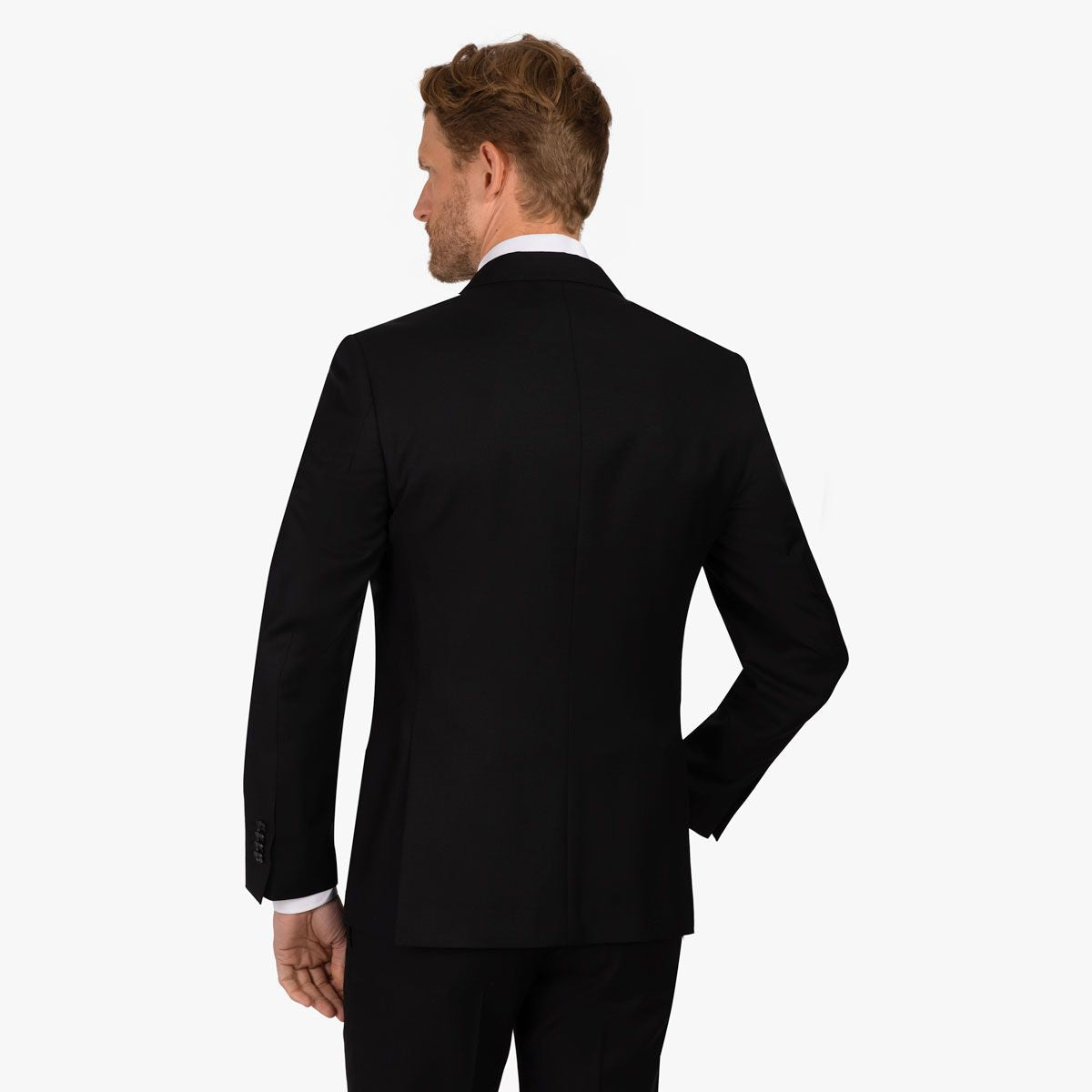 Mann im eleganten Anzug rückwärts.