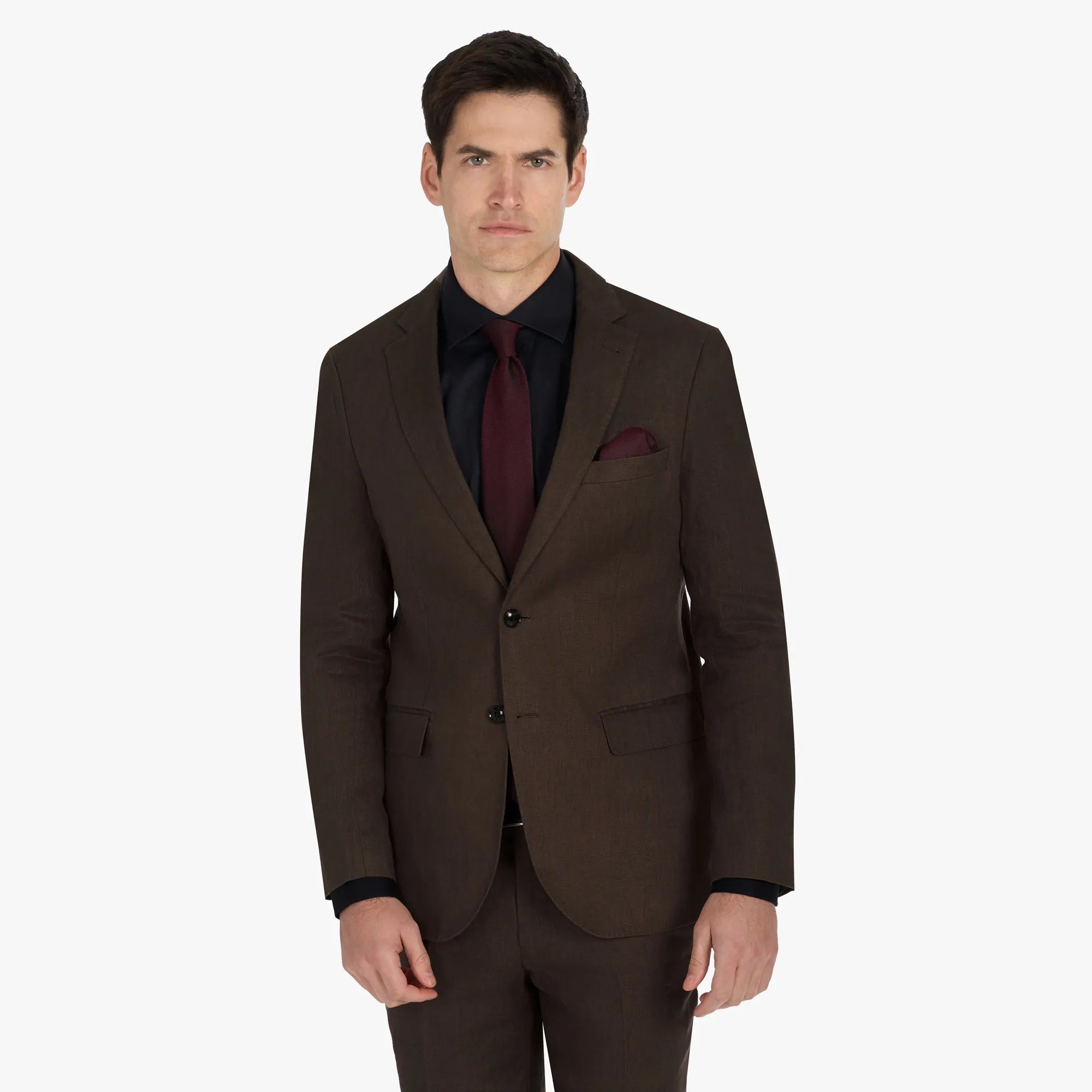 Baukastenanzug Genf/D aus Leinen in Braun