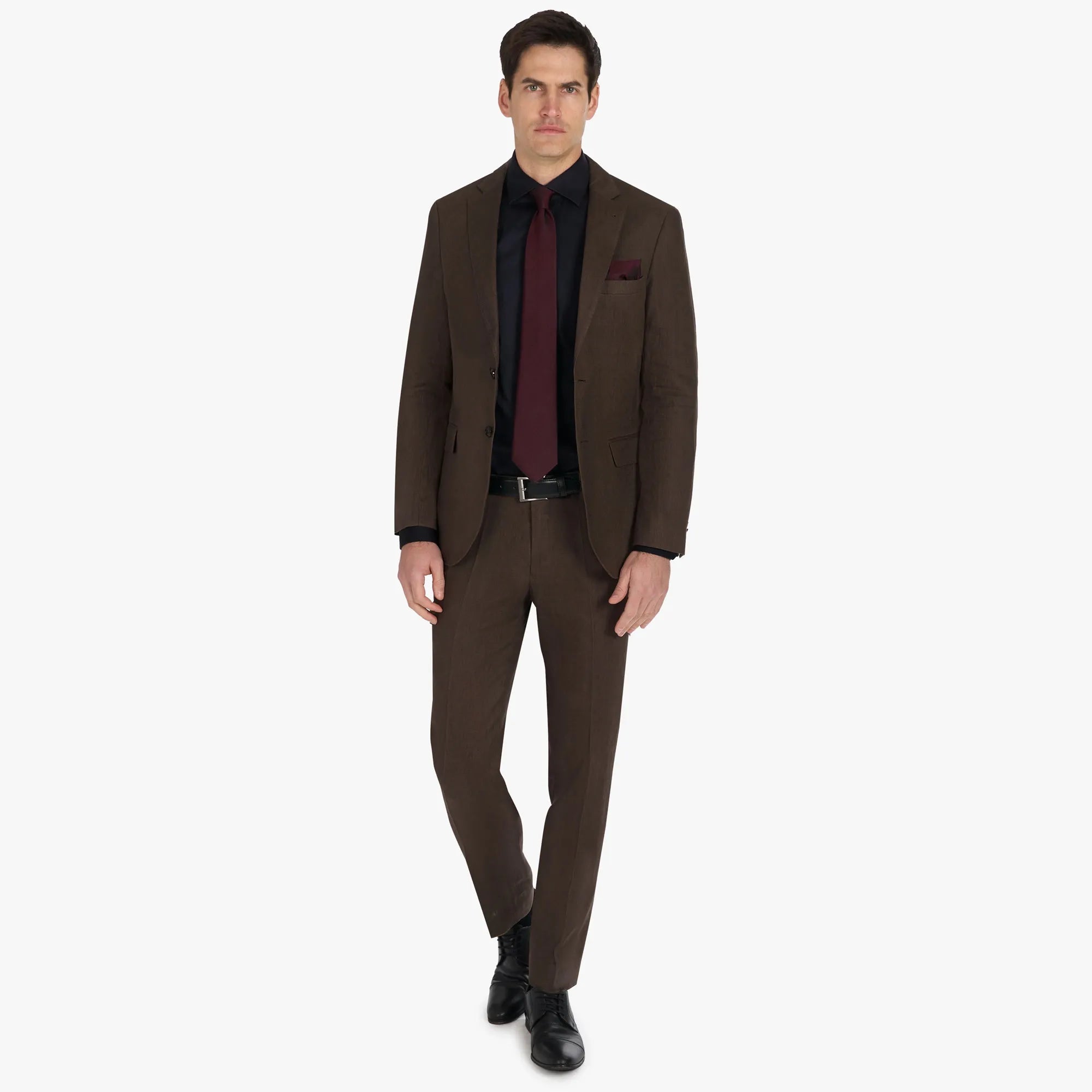 Baukastenanzug Genf/D aus Leinen in Braun