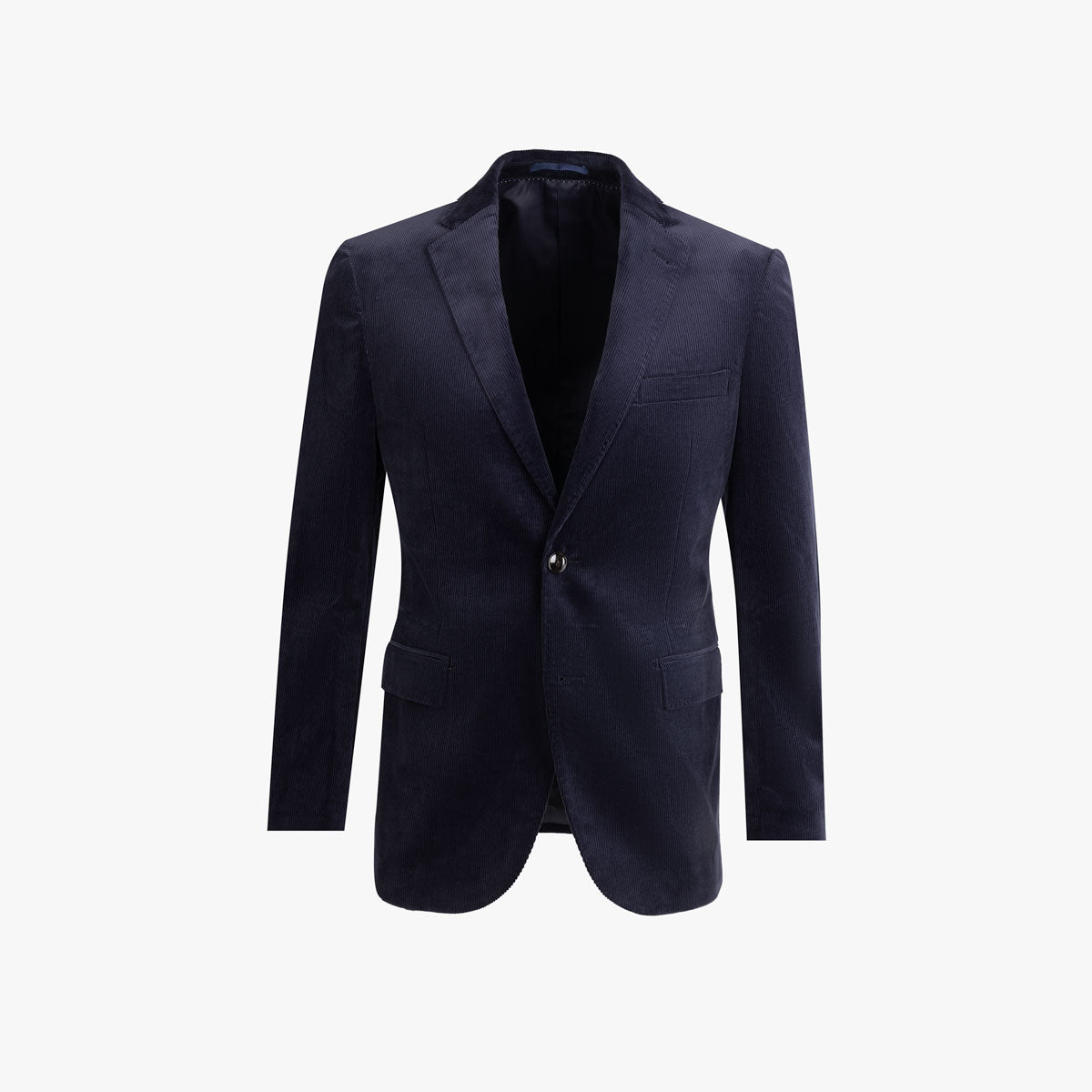 Dunkler Herrenblazer auf weißem Hintergrund.