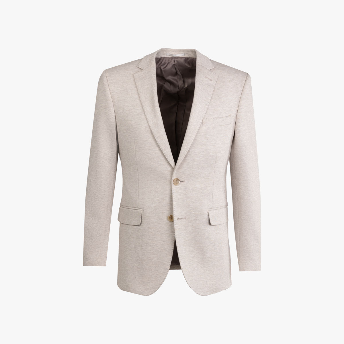 Beiger Herrenblazer auf weißem Hintergrund.