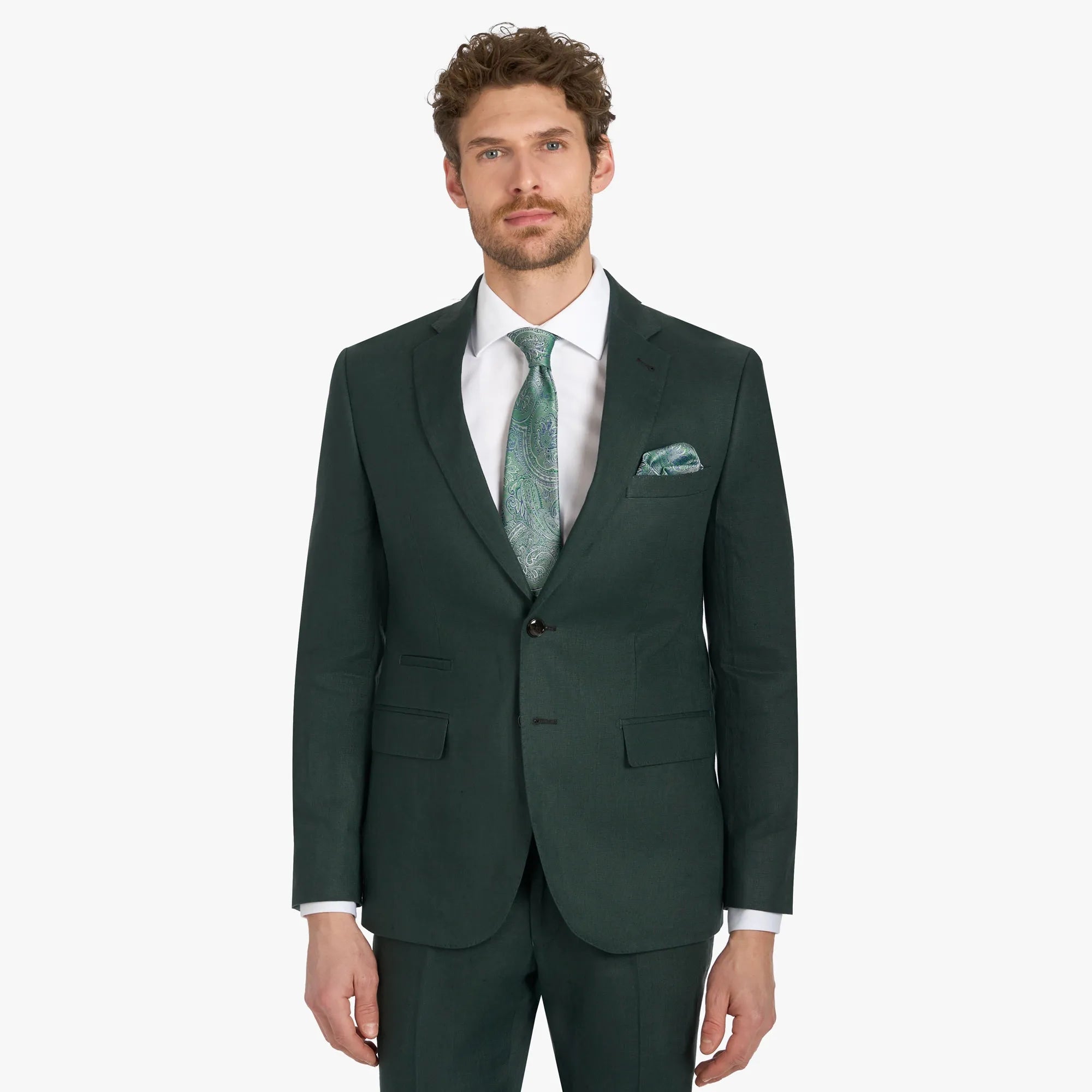Baukastenanzug Pesaro aus Leinen in Dunkelgrün