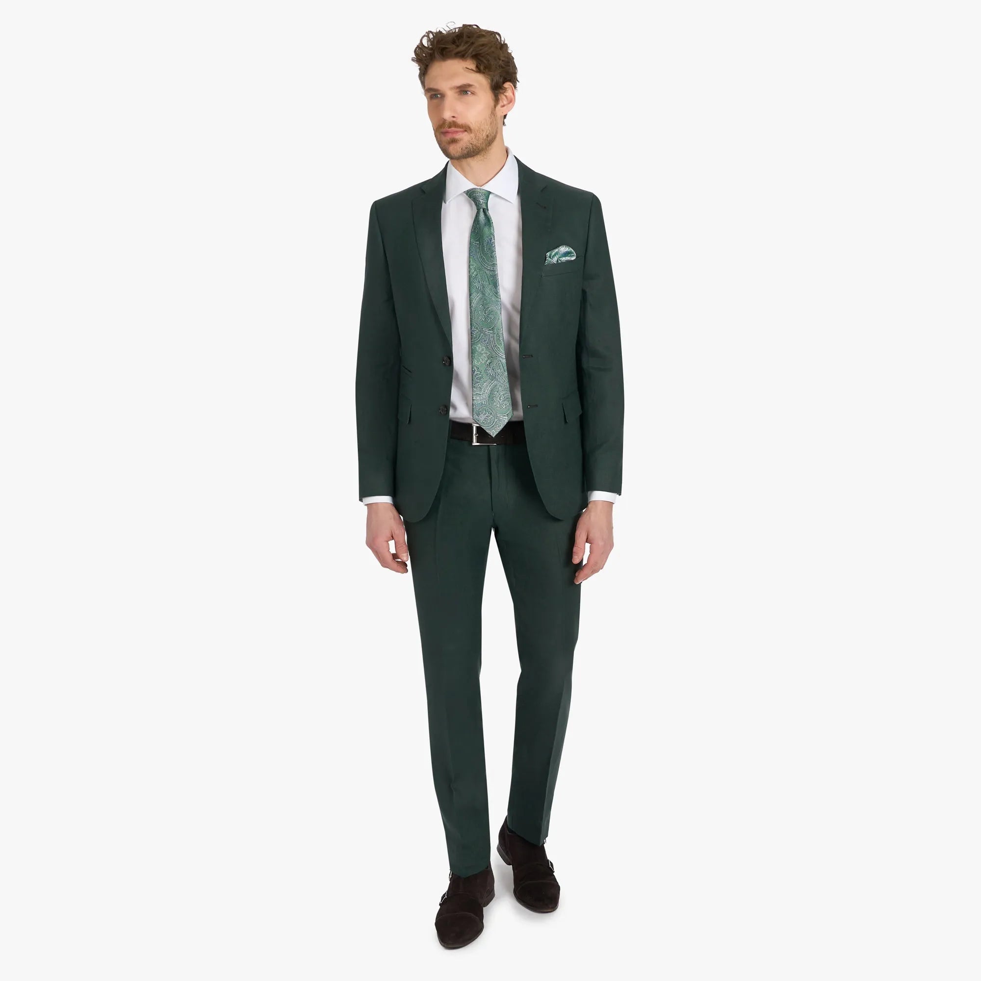 Baukastenanzug Pesaro aus Leinen in Dunkelgrün