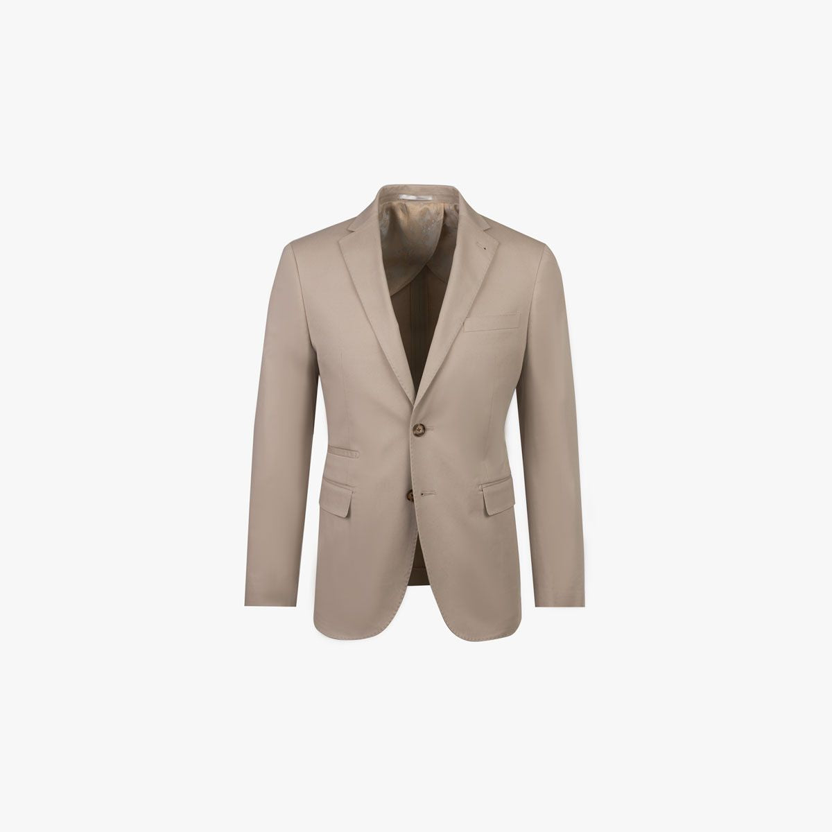Beiger Herrenblazer auf weißem Hintergrund.