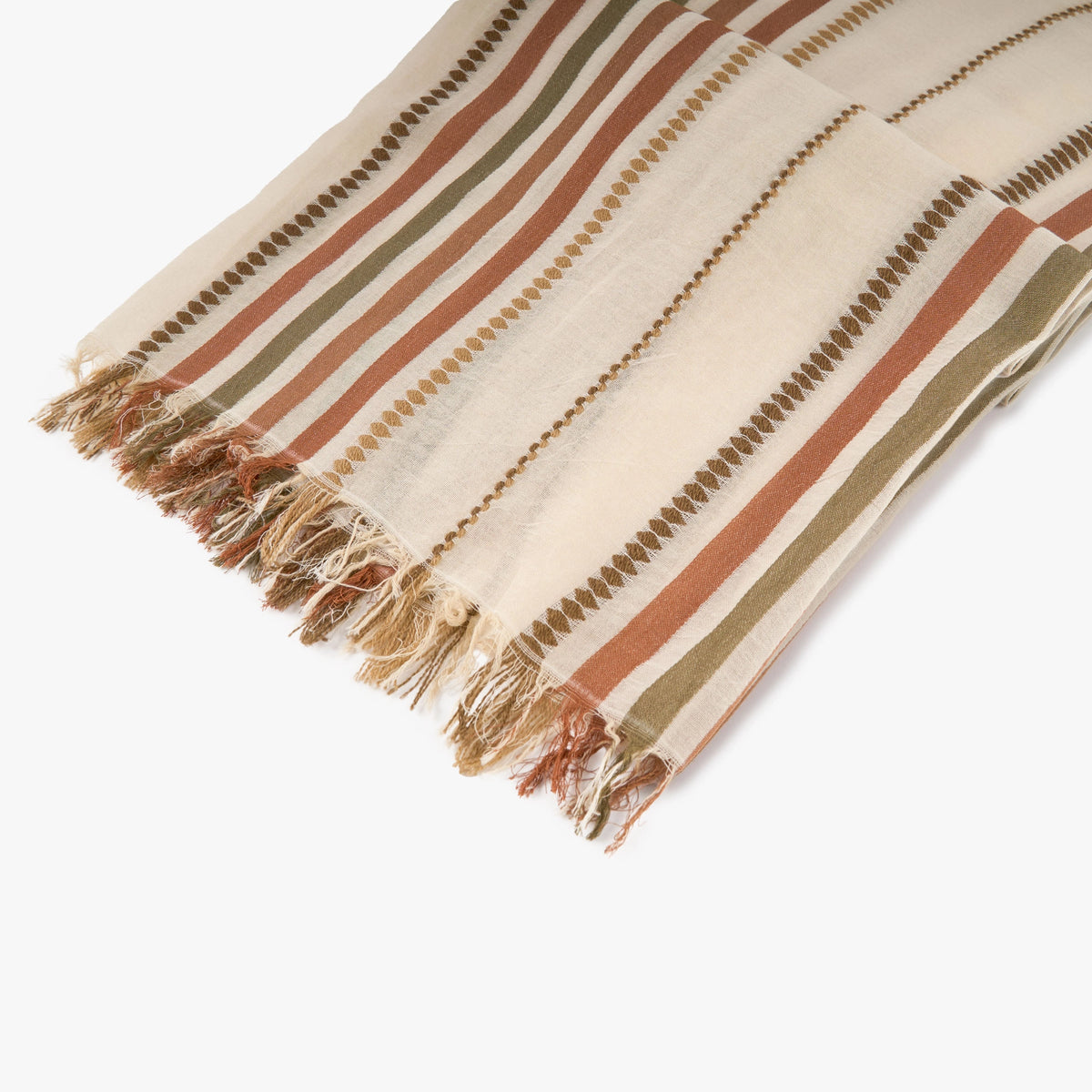 Schal in Creme, Olive und Orange  Bild 2