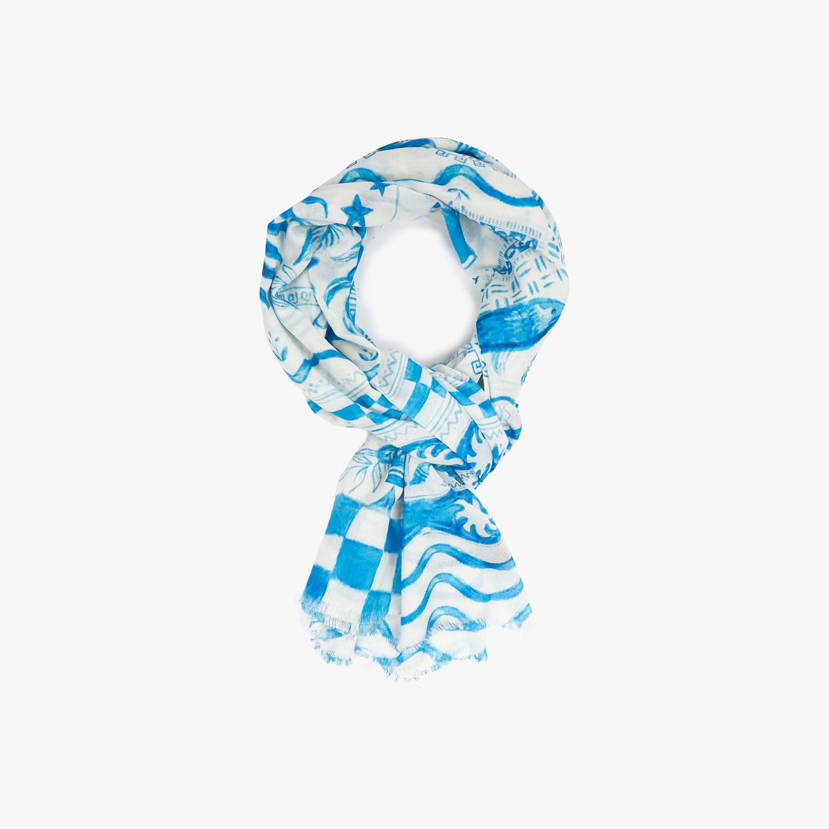 Schal in hellem Blau mit Muster  Bild 1