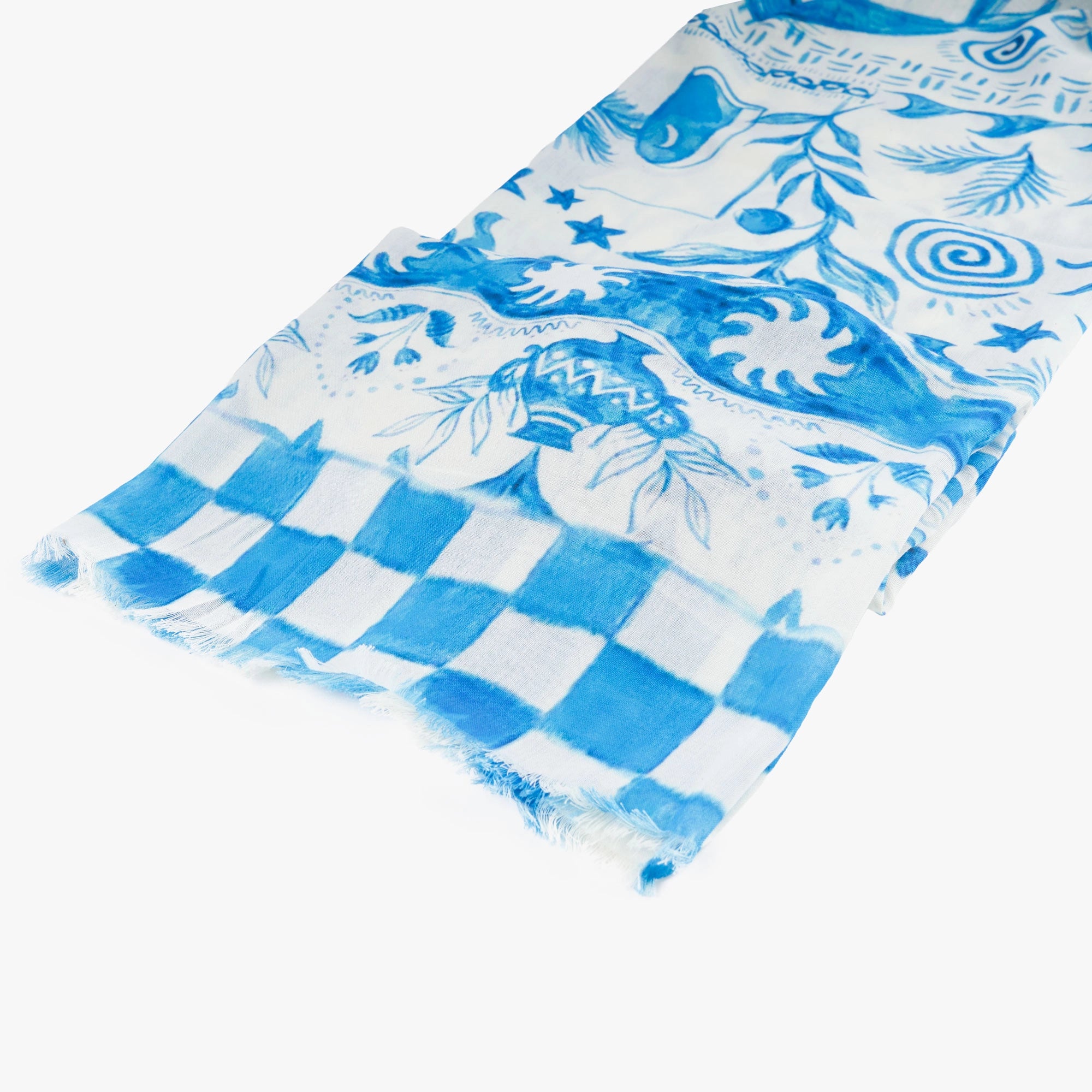 Schal in hellem Blau mit Muster  Bild 2