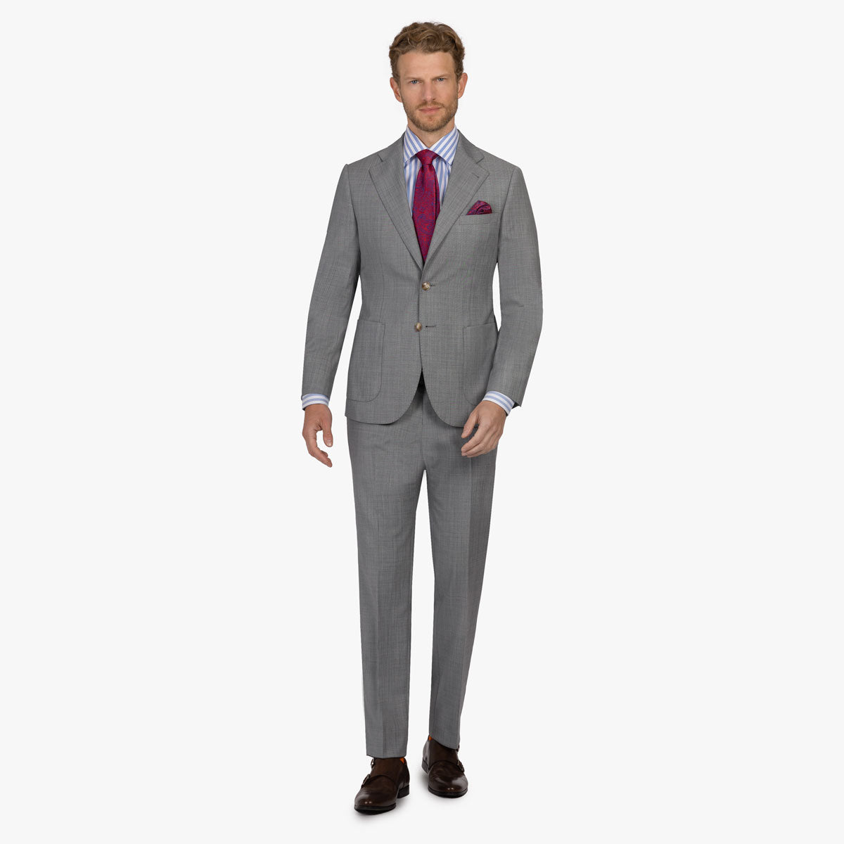 Anzug Havanna mit aufgesetzen Taschen in grau meliert grau/gemustert Bild 1