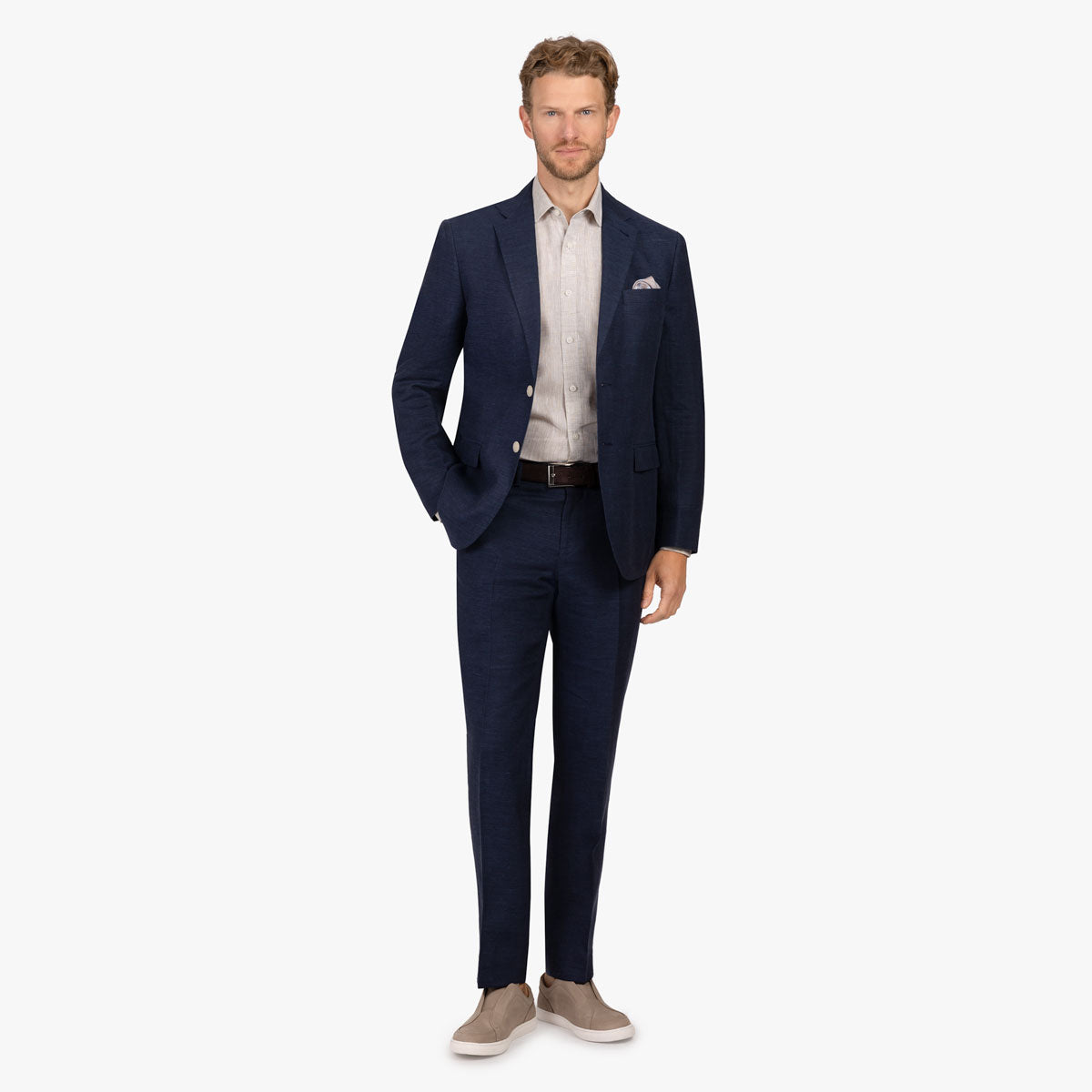 Anzug Prato aus Leinen/Polyester in blau blau Bild 1