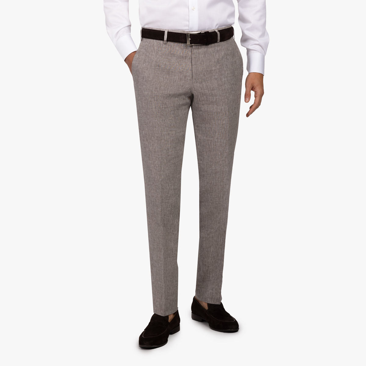 Baukastenhose Rome aus Leinen in beige meliert beige Bild 1