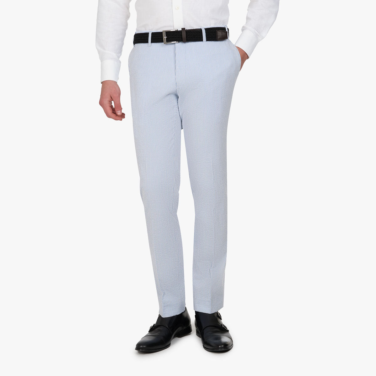 Baukastenhose Siena gestreift in Seersucker-Optik hellblau/gestreift Bild 1