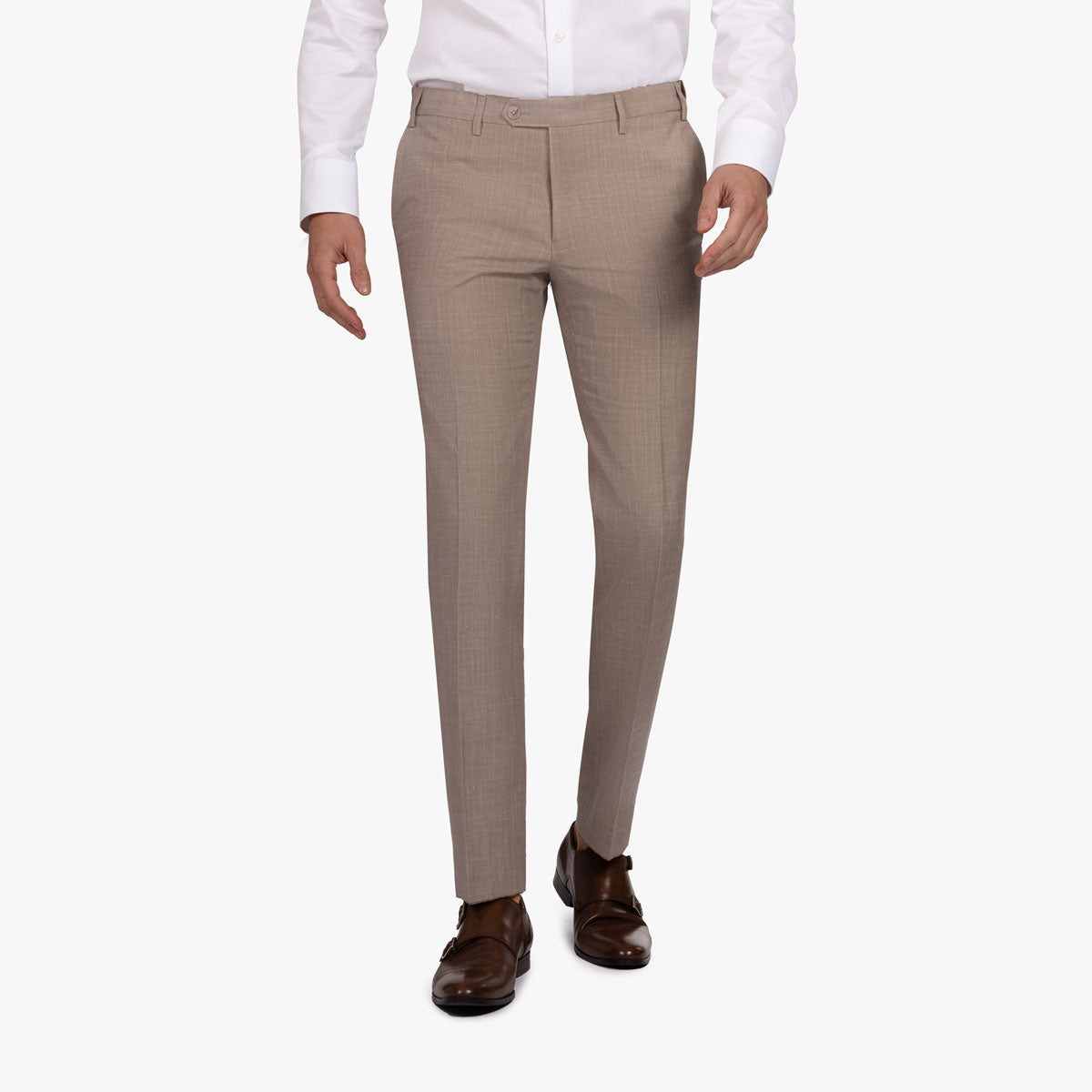 Baukastenhose Siena aus Wolle, Seide und Leinen in hellbeige beige Bild 1