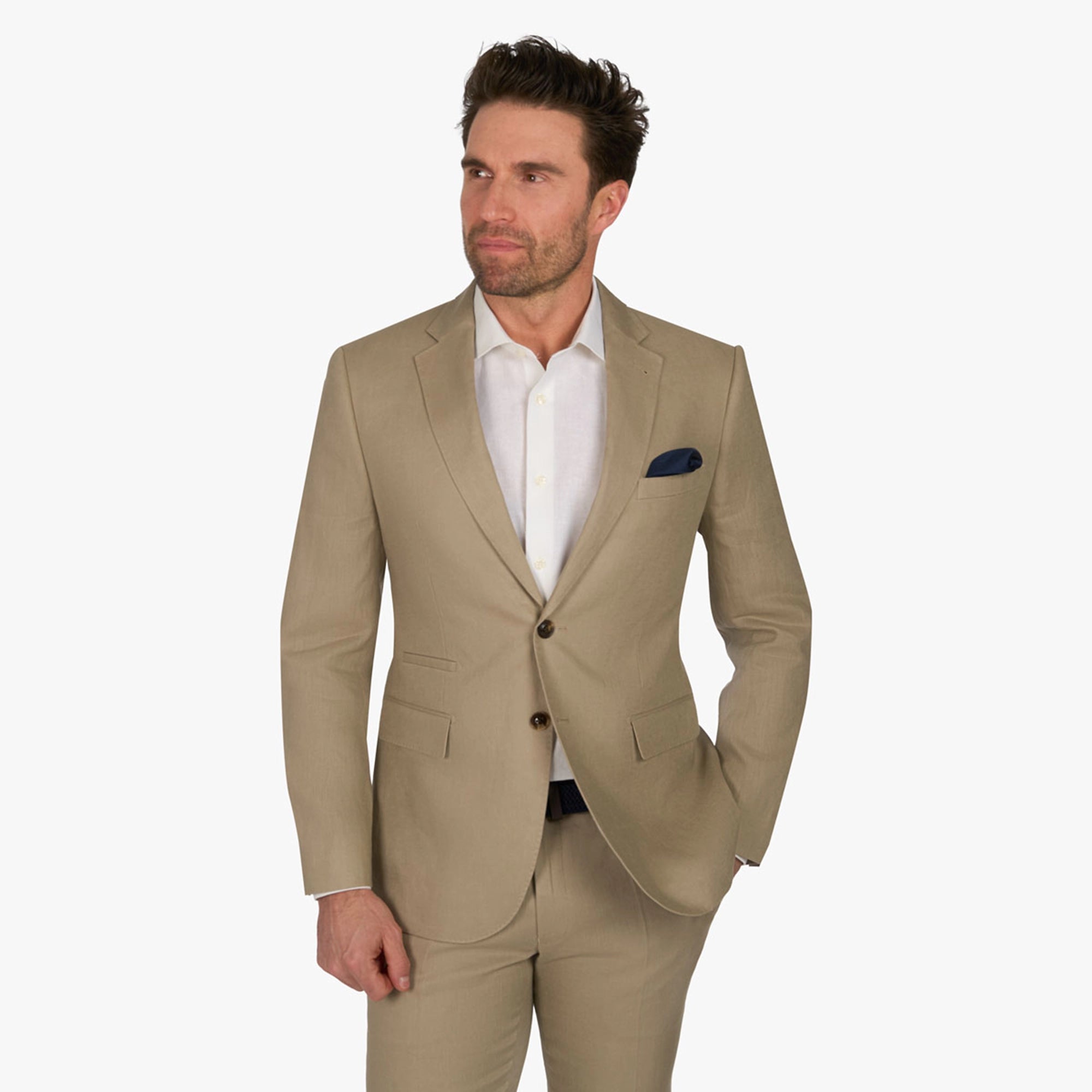 Baukastensakko aus reinem Leinen in hellbraun hellbraun Bild 1