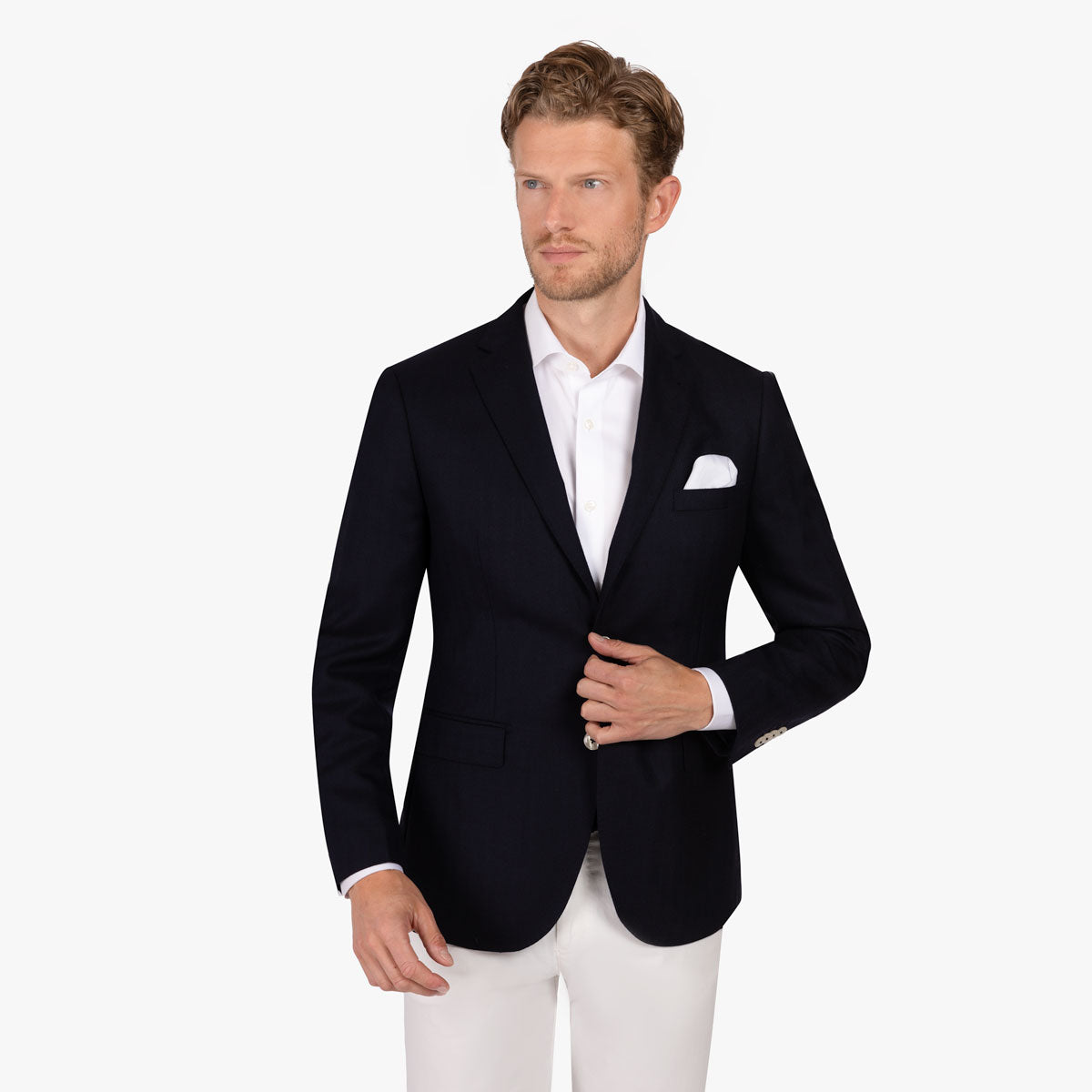 Sakko Genf aus Schurwolle mit Fischgrat in blau blau gemustert Bild 2