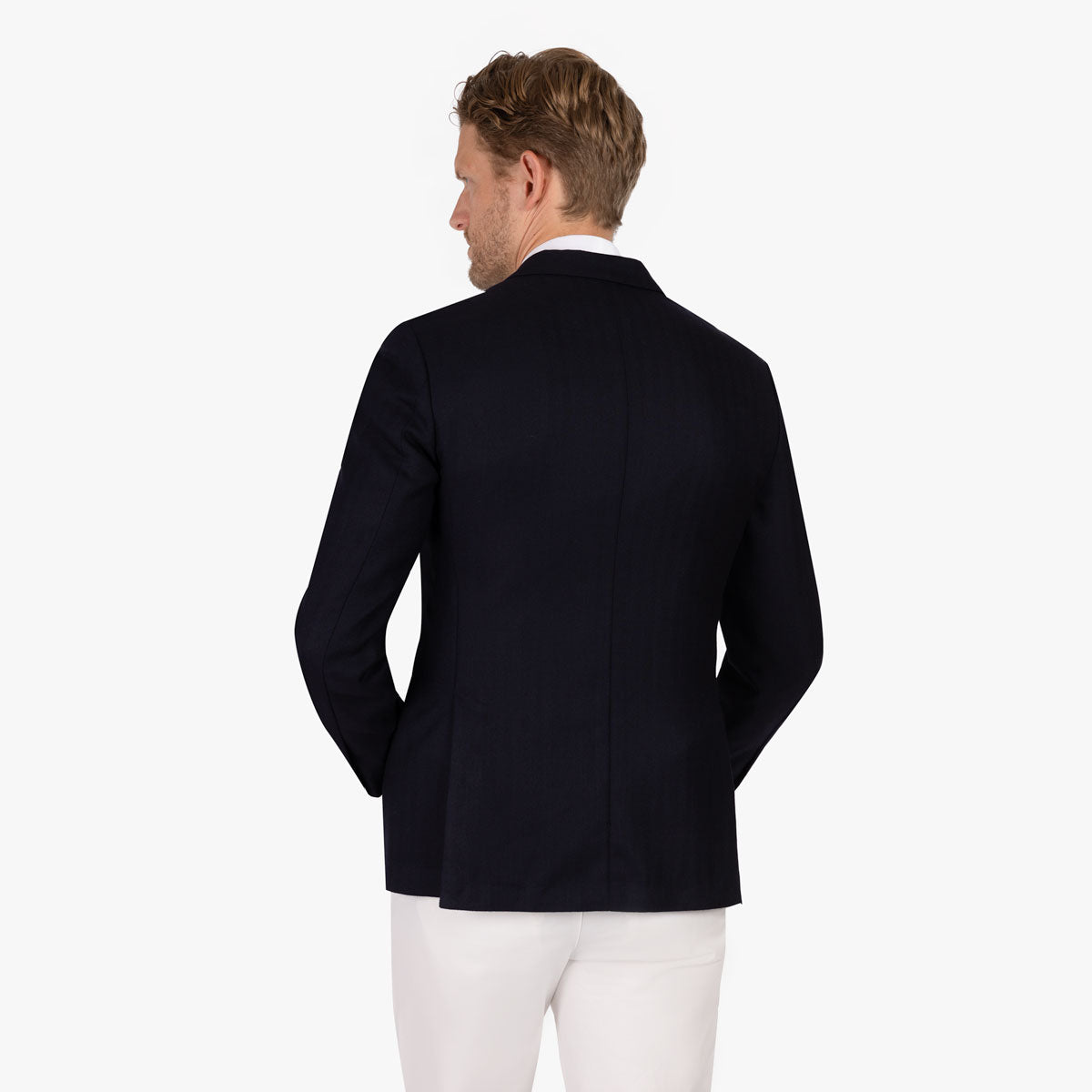 Sakko Genf aus Schurwolle mit Fischgrat in blau blau gemustert Bild 3