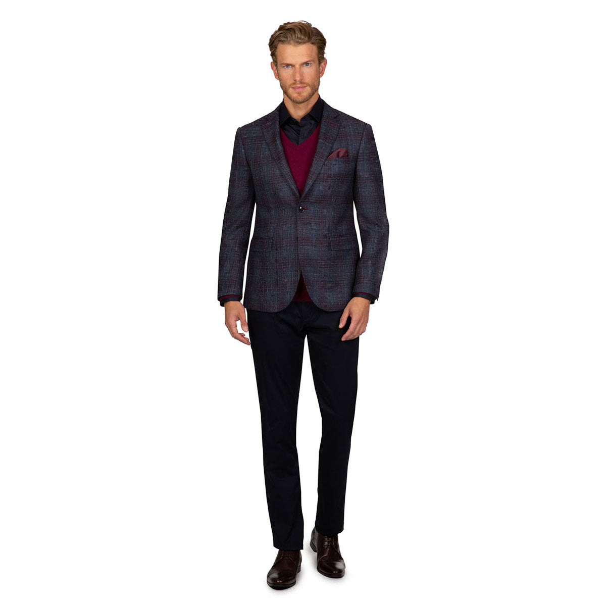 Sakko Genf mit dunkelrotem Karo in blau blau/karo Bild 7