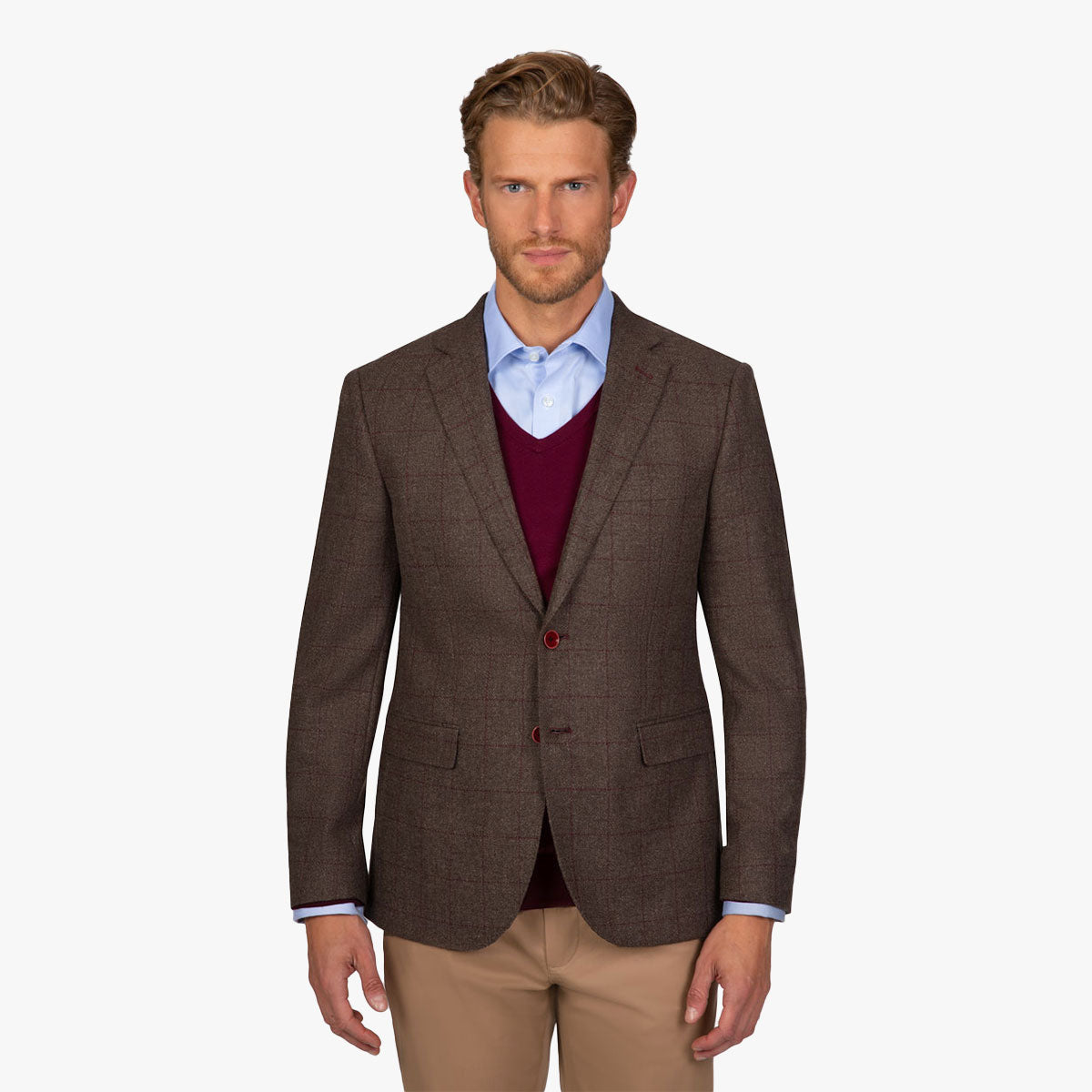 Sakko Genf mit feinem Fensterkaro in dunkelbraun braun/karo Bild 1