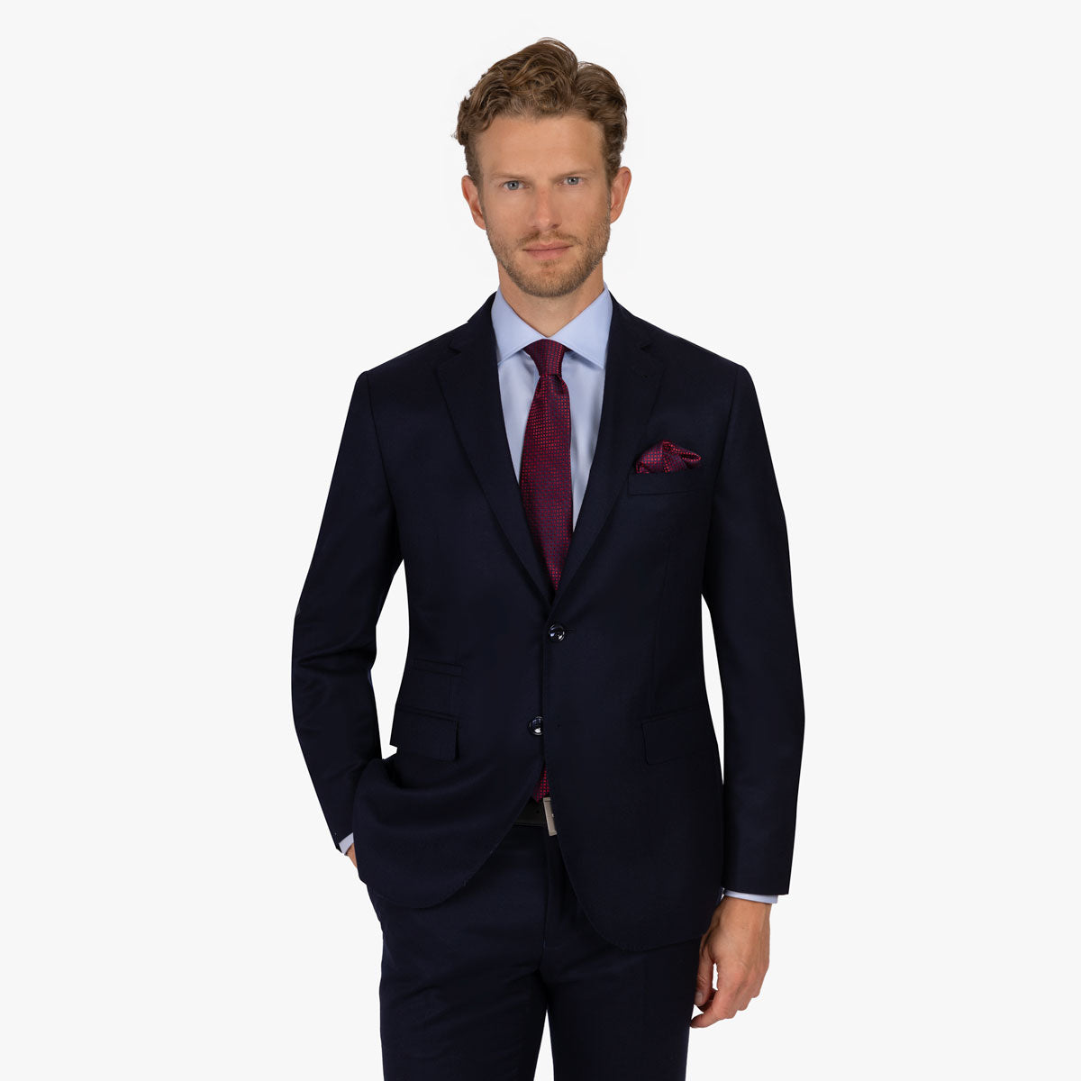 Sakko Pesaro aus Wolle mit italienischer Schulter in mittelblau blau Bild 2