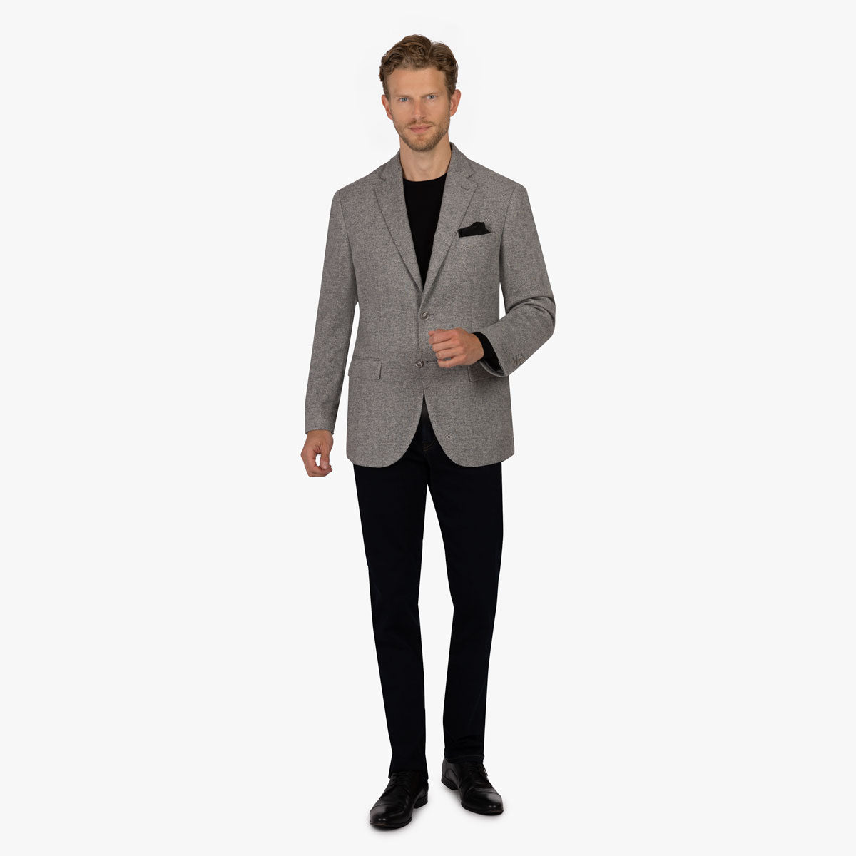 Sakko Prato aus Merino mit Fischgrat in grau grün Bild 1