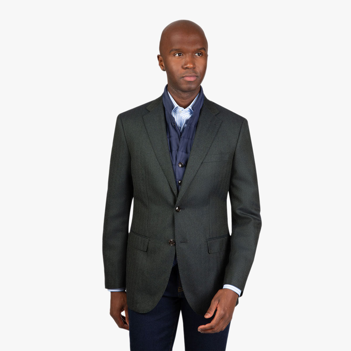 Sakko Prato mit Fischgratmuster in dunkelgrün grau/gemustert Bild 1