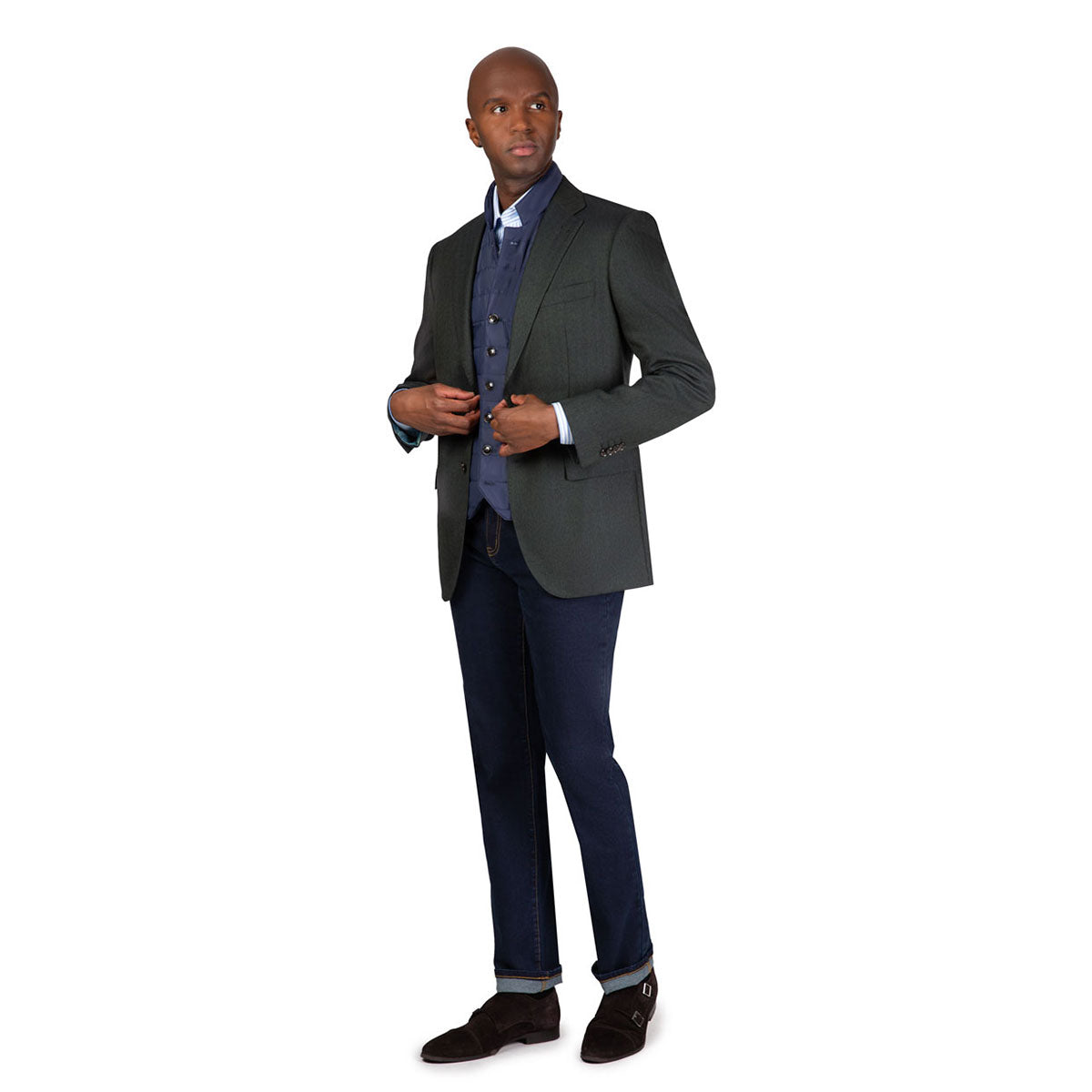 Sakko Prato mit Fischgratmuster in dunkelgrün grau/gemustert Bild 6