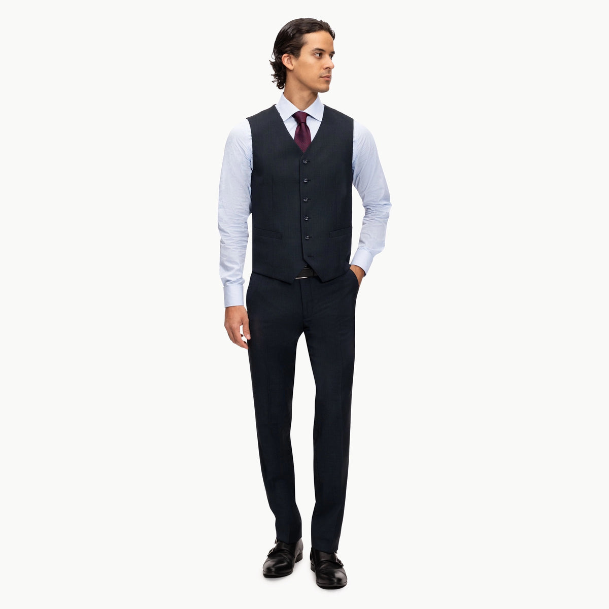 Slim Fit Baukastenweste mit Birdseye-Struktur in blau blau/gemustert Bild 2