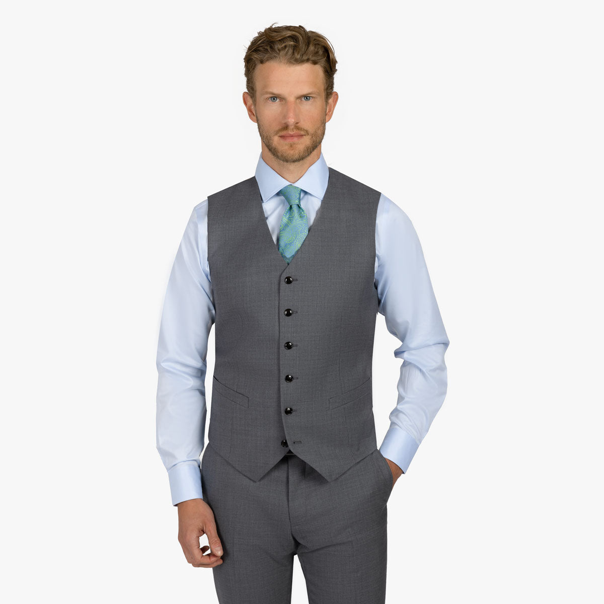 Slim Fit Baukastenweste in grau meliert hellgrau Bild 1