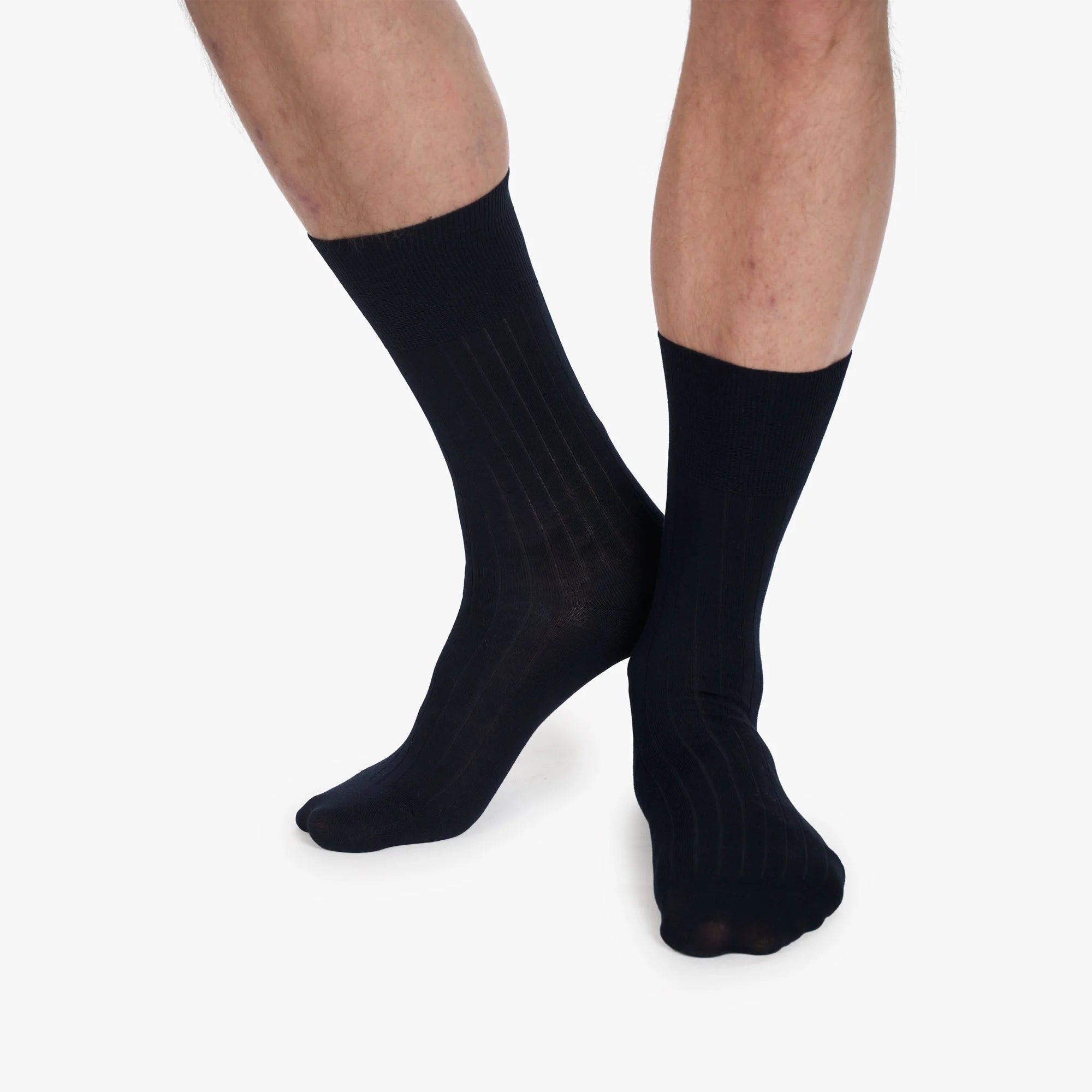 Gerippte Einzelpaar Socken in Dunkelblau drk. blue Bild 2