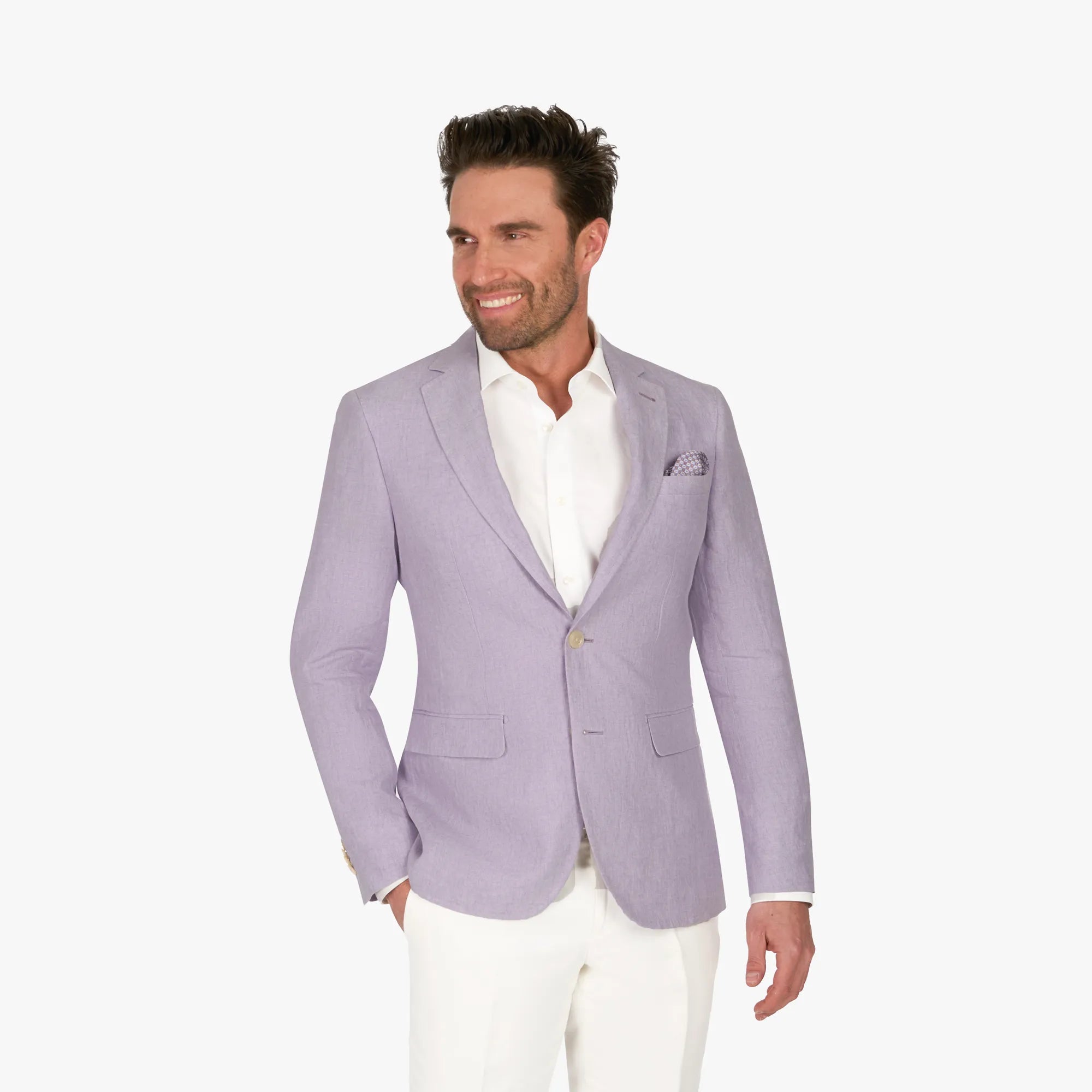 Sakko Genf aus Leinen in helllila hellgrün Bild 1